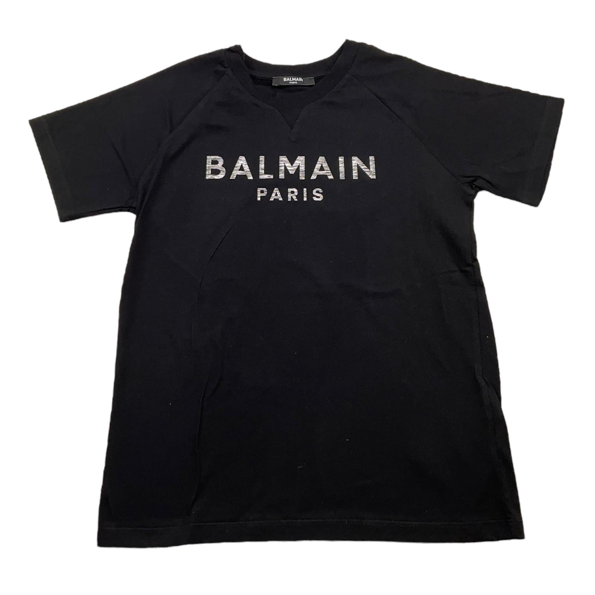 BALMAIN t-shirt girocollo tinta unita cn logo Nero per Bambino BS8P41 NERO BALMAIN