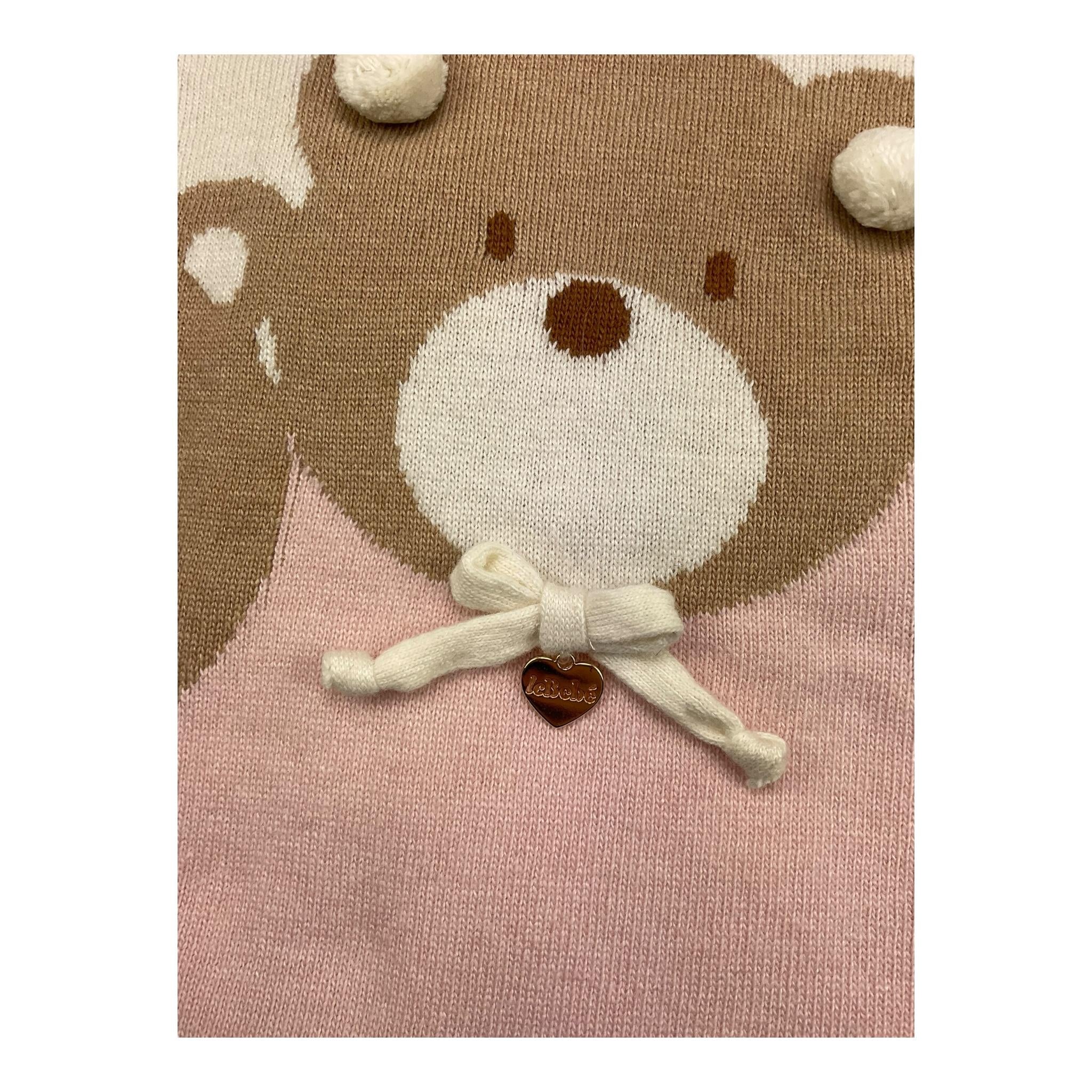 LE BEBE' coperta bicolore con orsi Panna/rosa per Neonata LBG5445 PANNA/ROSA LE BEBE'