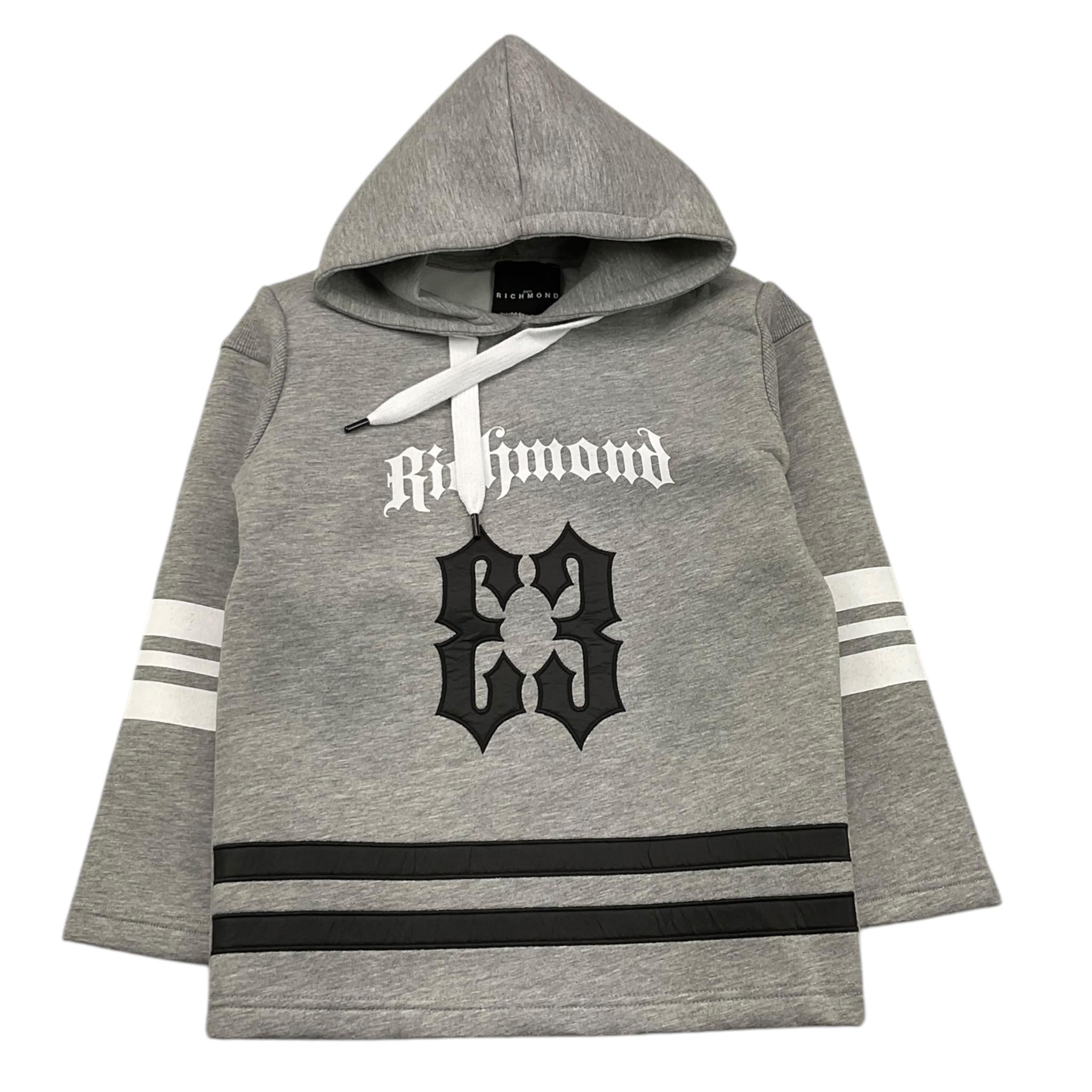 JOHN RICHMOND felpa chiusa con cappuccio tinta unita con stampa in contrasto Grigio per Bambino RBA25066FE GRIGIO JOHN RICHMOND