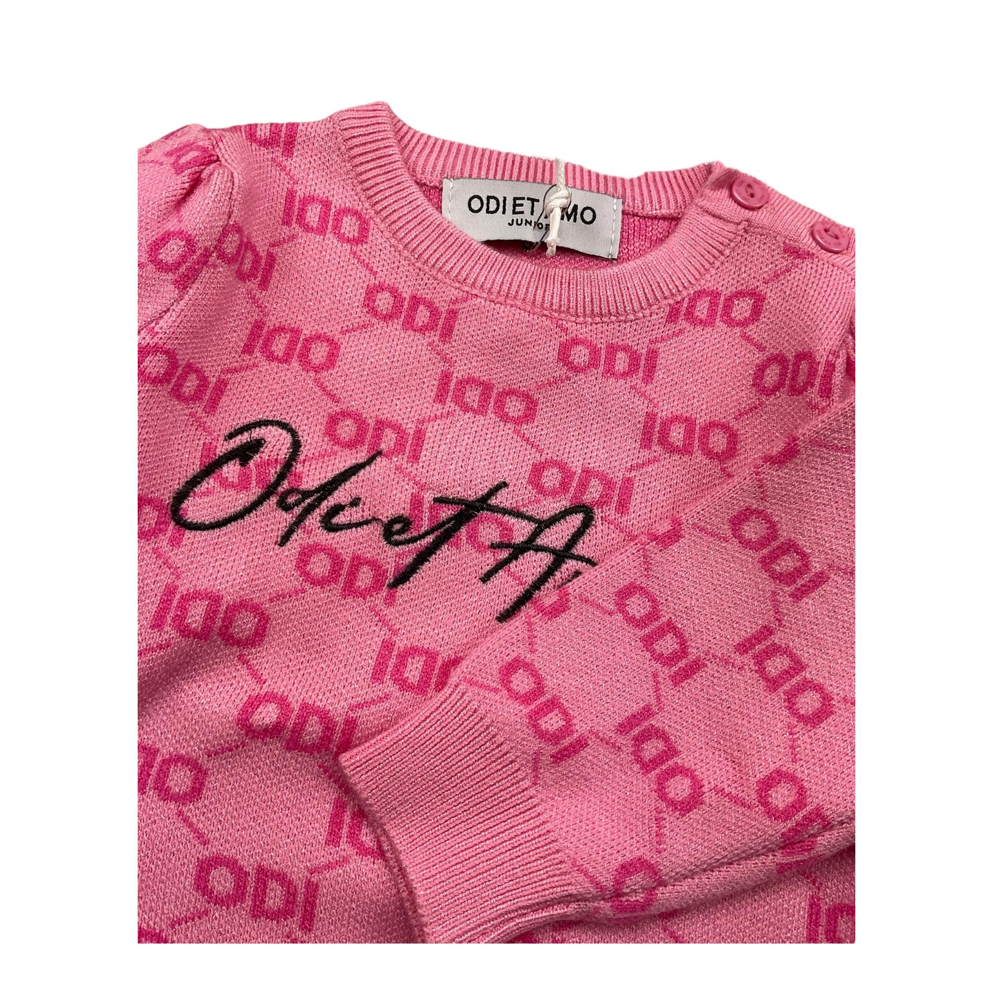 ODI ET AMO abito manica lunga tinta unita con ricami Rosa per Neonata ODNDR15493 ROSA ODI ET AMO