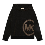 MICHAEL KORS felpa con cappuccio tinta unita glitter Nero per Bambina R30154 NERO MICHAEL KORS