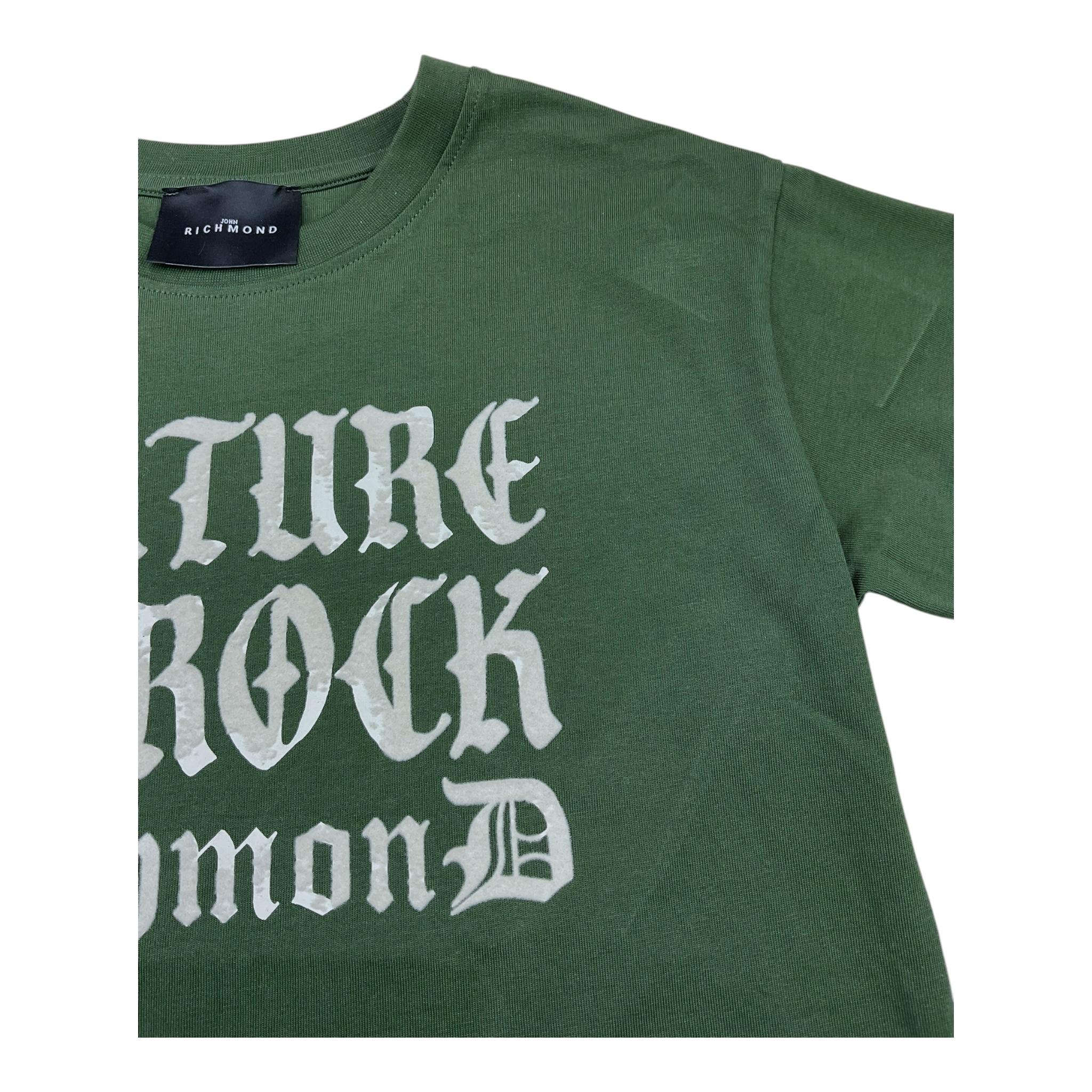 JOHN RICHMOND t-shirt girocollo tinta unita cn stampa in contrasto Verde per Bambino RBA25057TS VERDE JOHN RICHMOND