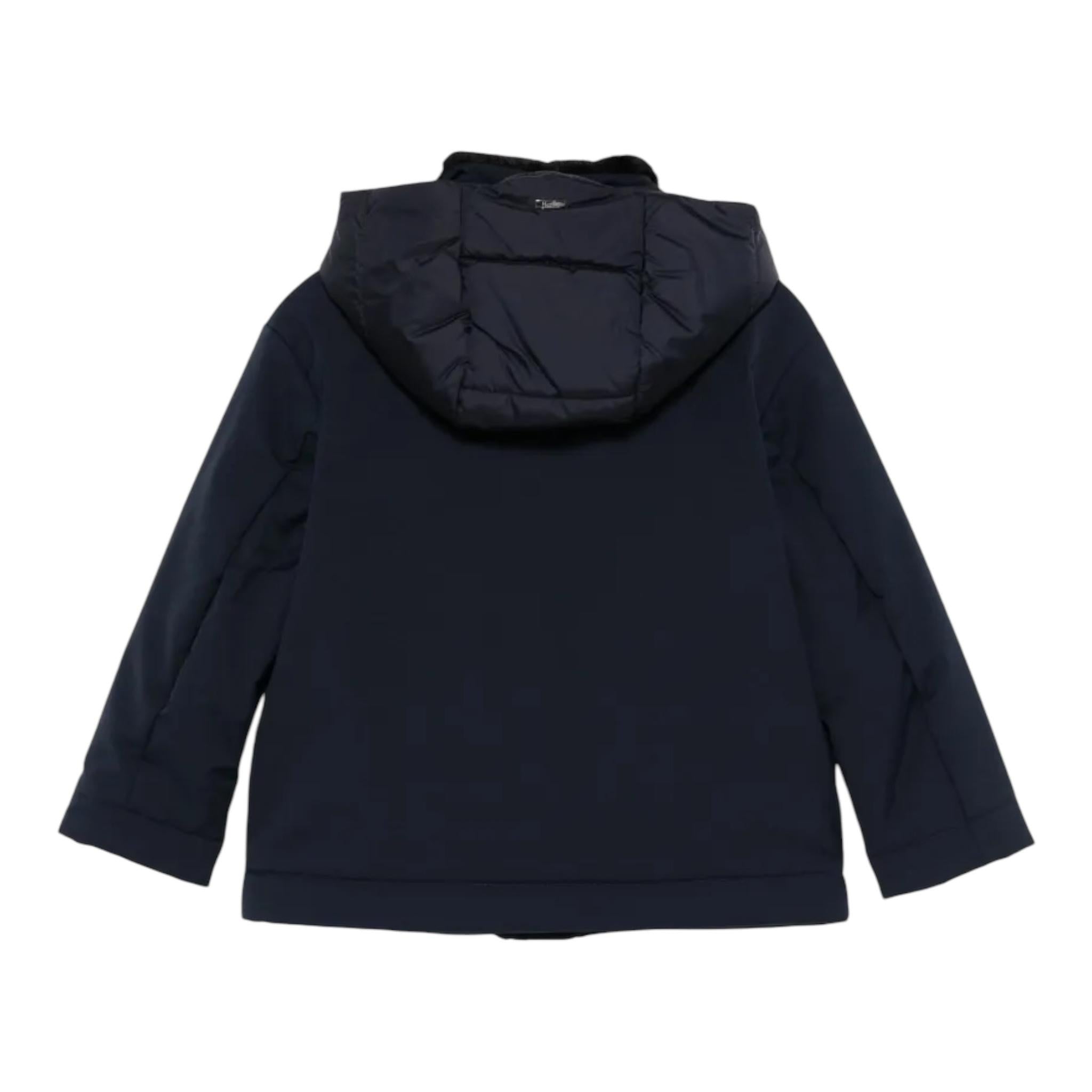 HERNO giubbino tinta unita con zip e cappuccio Blu per Bambino GI000071B BLU HERNO