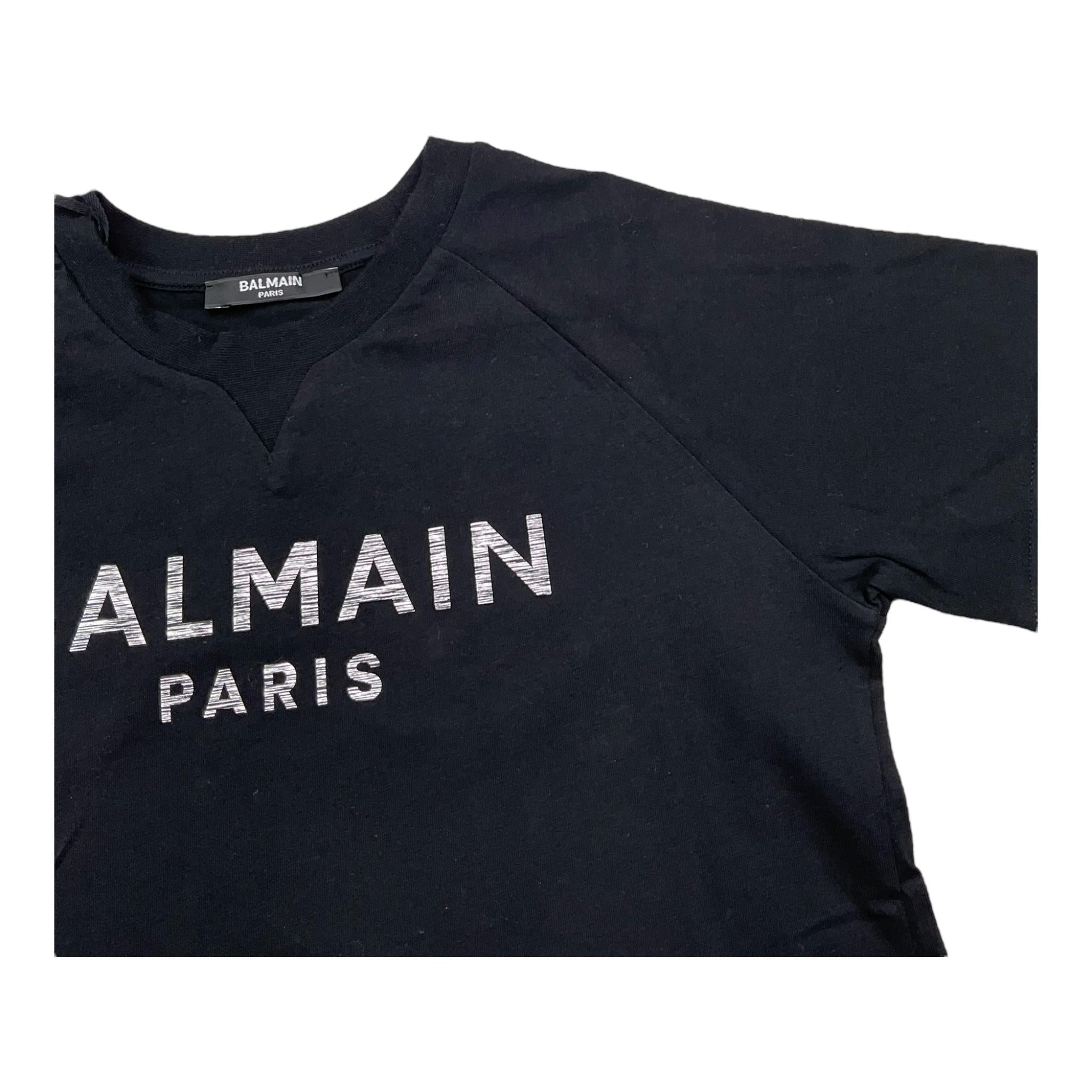 BALMAIN t-shirt girocollo tinta unita cn logo Nero per Bambino BS8P41 NERO BALMAIN
