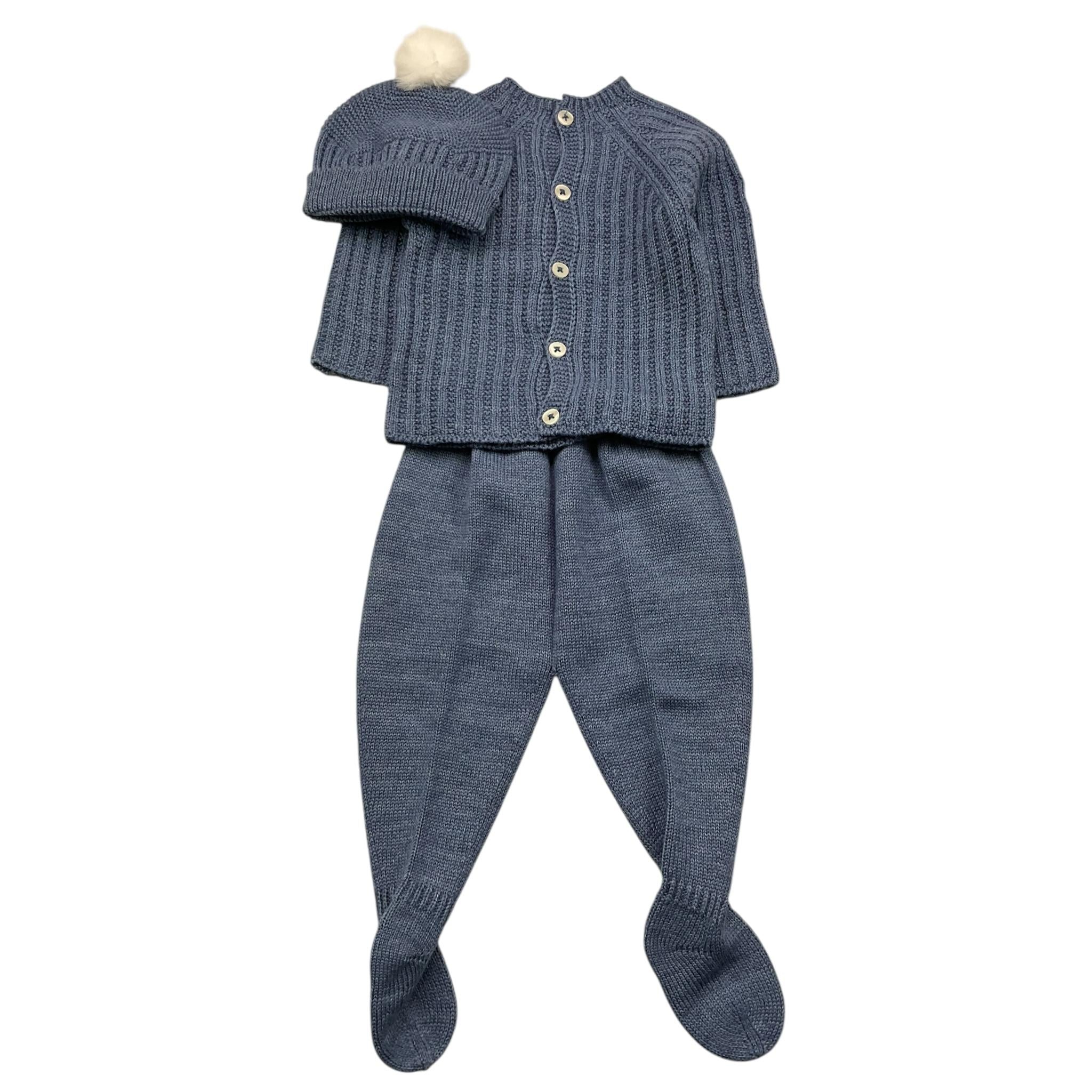 MAC ILUSIO'N completo 3 pezzi maglia-ghettina-cappello Blu per Neonato 9400 BLU MAC ILUSIO'N