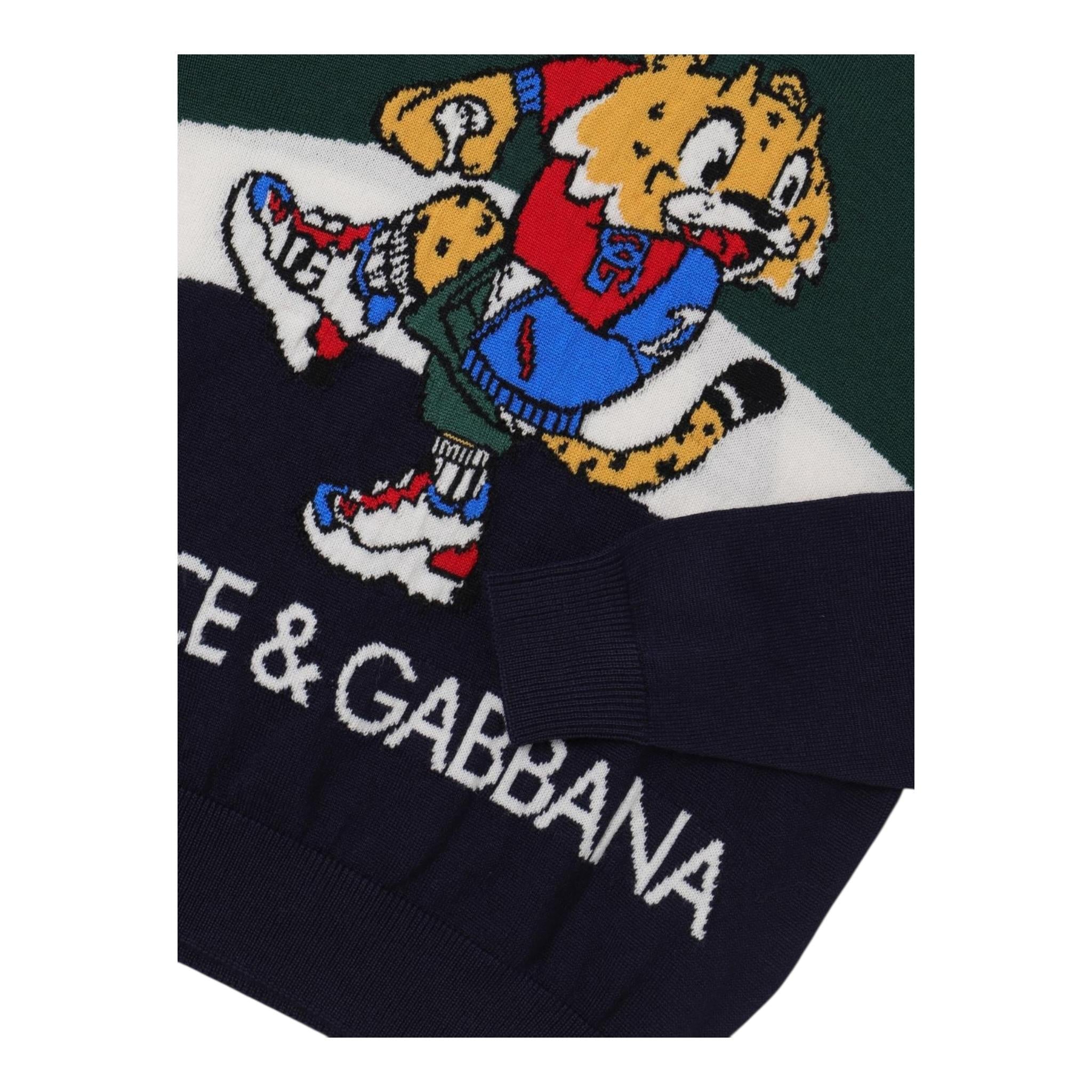 DOLCE & GABBANA maglia girocollo tricolore con ricami Multicolor per Bambino L4KWE2 MULTICOLOR DOLCE & GABBANA