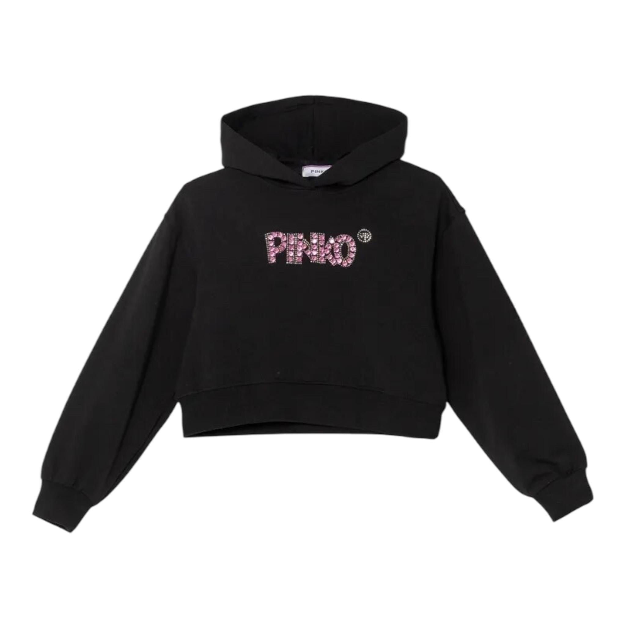 PINKO felpa tinta unita con cappuccio e applicazioni Nero per Bambina F4PIJGHS100 NERO PINKO