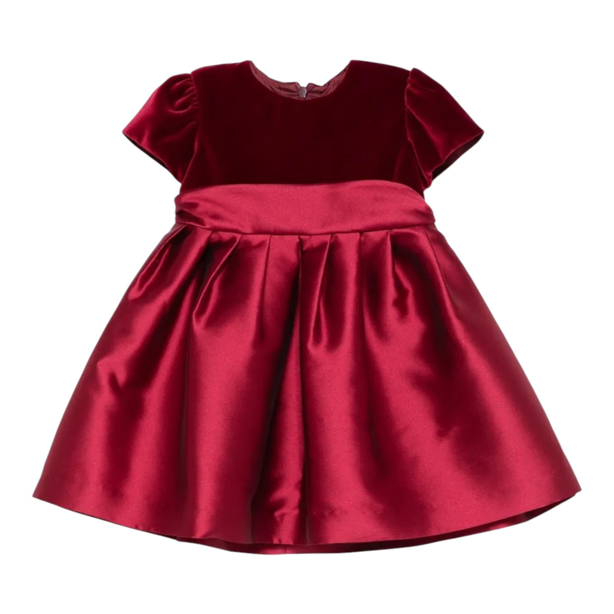 IL GUFO abito tinta unita in velluto mezza manica Rosso per Bambina A24VM771N0063 ROSSO IL GUFO