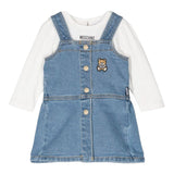 MOSCHINO completo 2 pezzi salopette-shirt Azzurro per Bambina MDK02SJ AZZURRO MOSCHINO