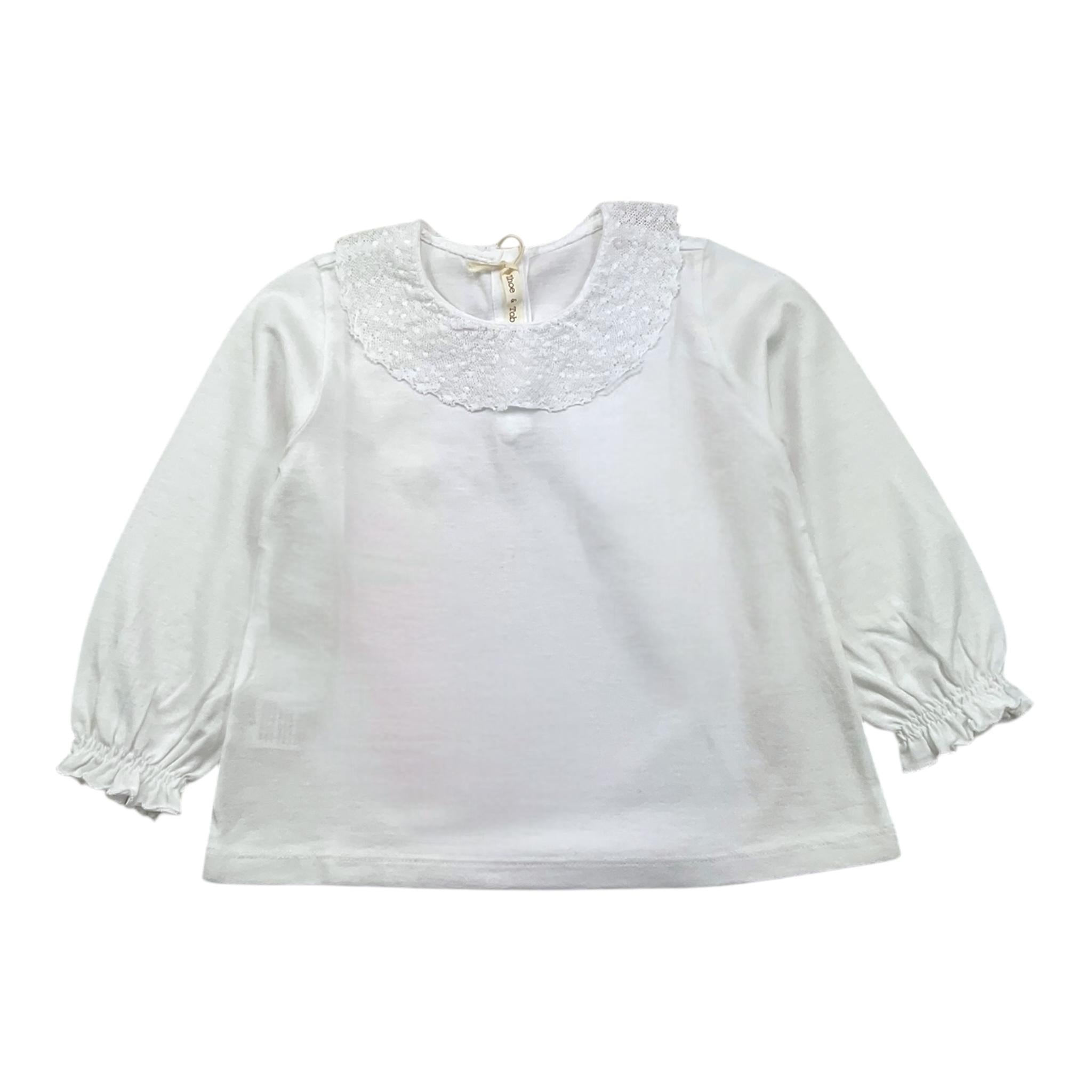 ZHOE & TOBIAH shirt tinta unita con colletto con ricami Bianco per Bambina BSS5 BIANCO ZHOE & TOBIAH