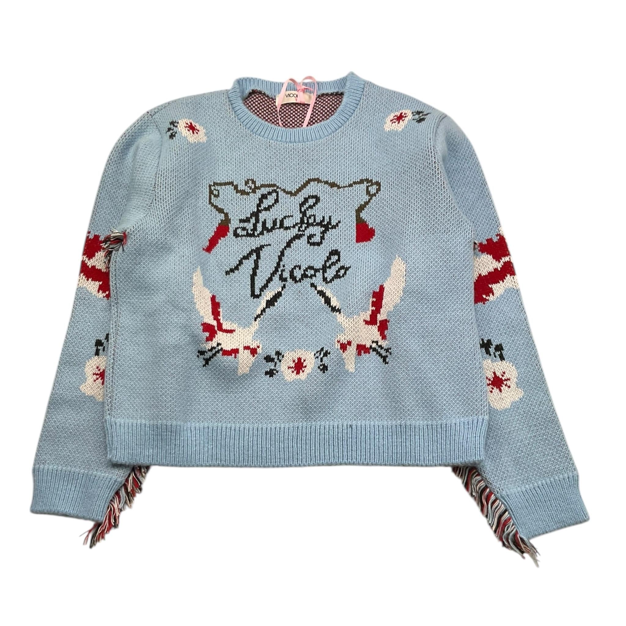 VICOLO maglia tinta unita girocollo con stampa Azzurro per Bambina 3141W00046X AZZURRO VICOLO