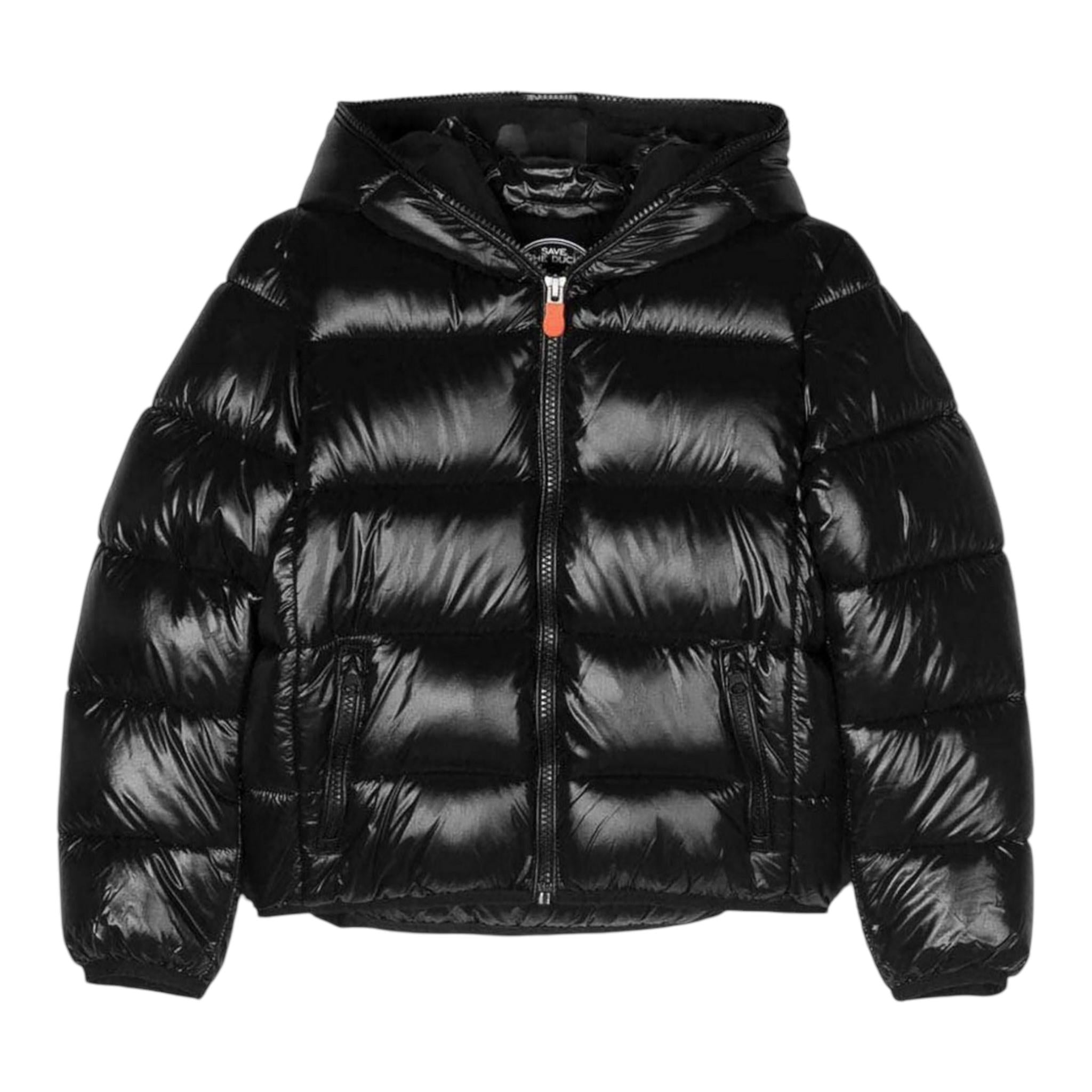 SAVE THE DUCK giubbino tinta unita con zip e cappuccio Nero per Neonata J31280BX NERO SAVE THE DUCK