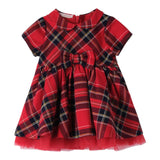 MINI BANDA abito mezza manica tinta unita con fantasia scozzese Rosso per Neonata 3A759 ROSSO MINI BANDA