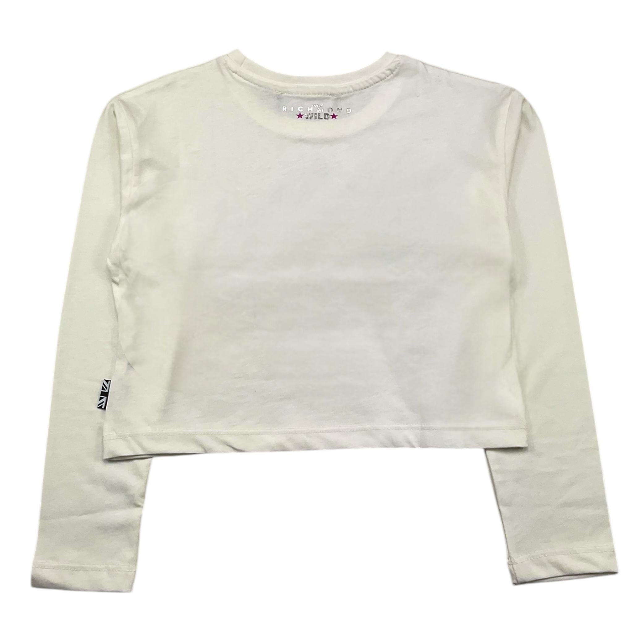 JOHN RICHMOND shirt modello crop tinta unita con stampa in contrasto Bianco per Bambina RGA24012TS BIANCO JOHN RICHMOND