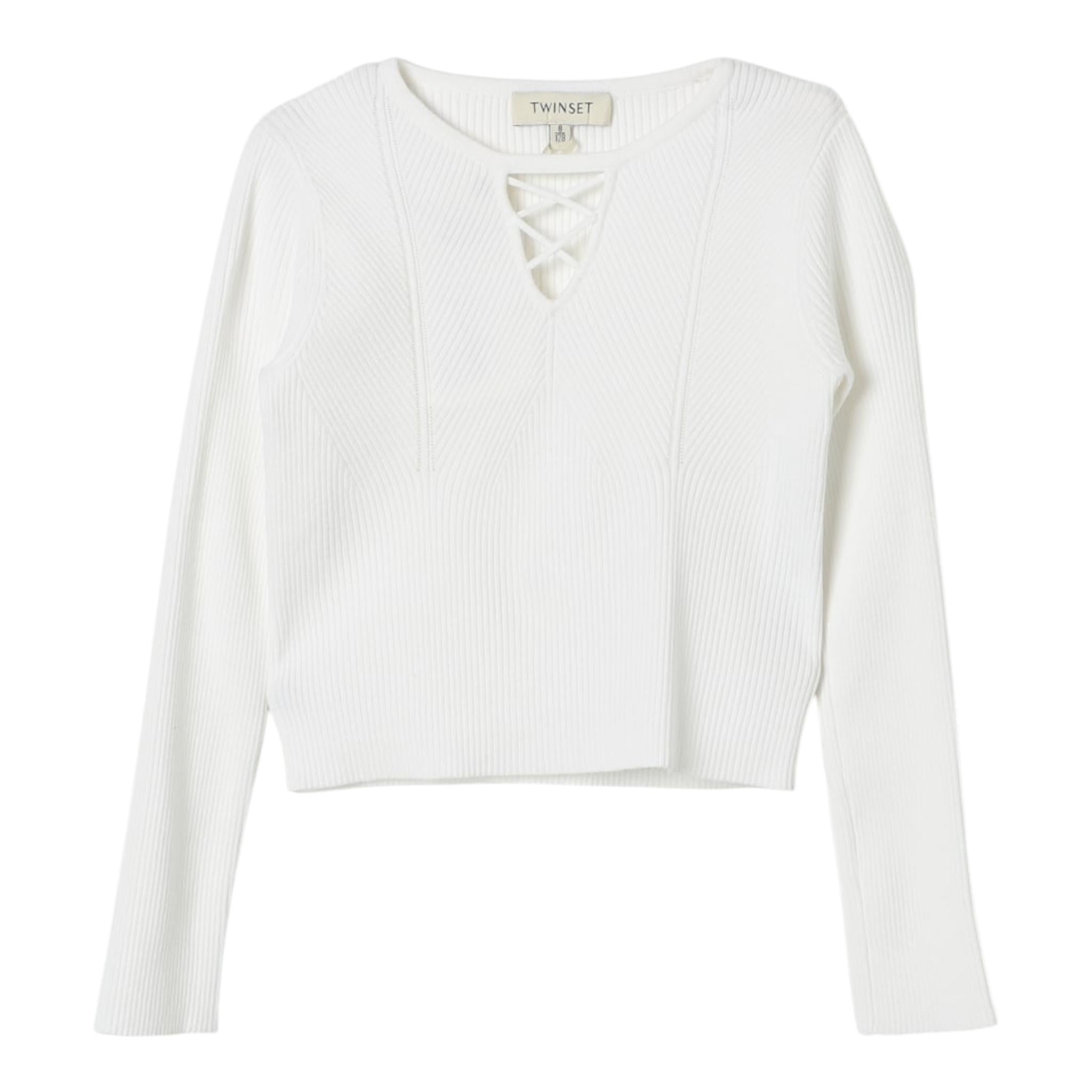 TWINSET shirt tinta unita con scollo Panna per Bambina 242GJ3191 PANNA TWINSET