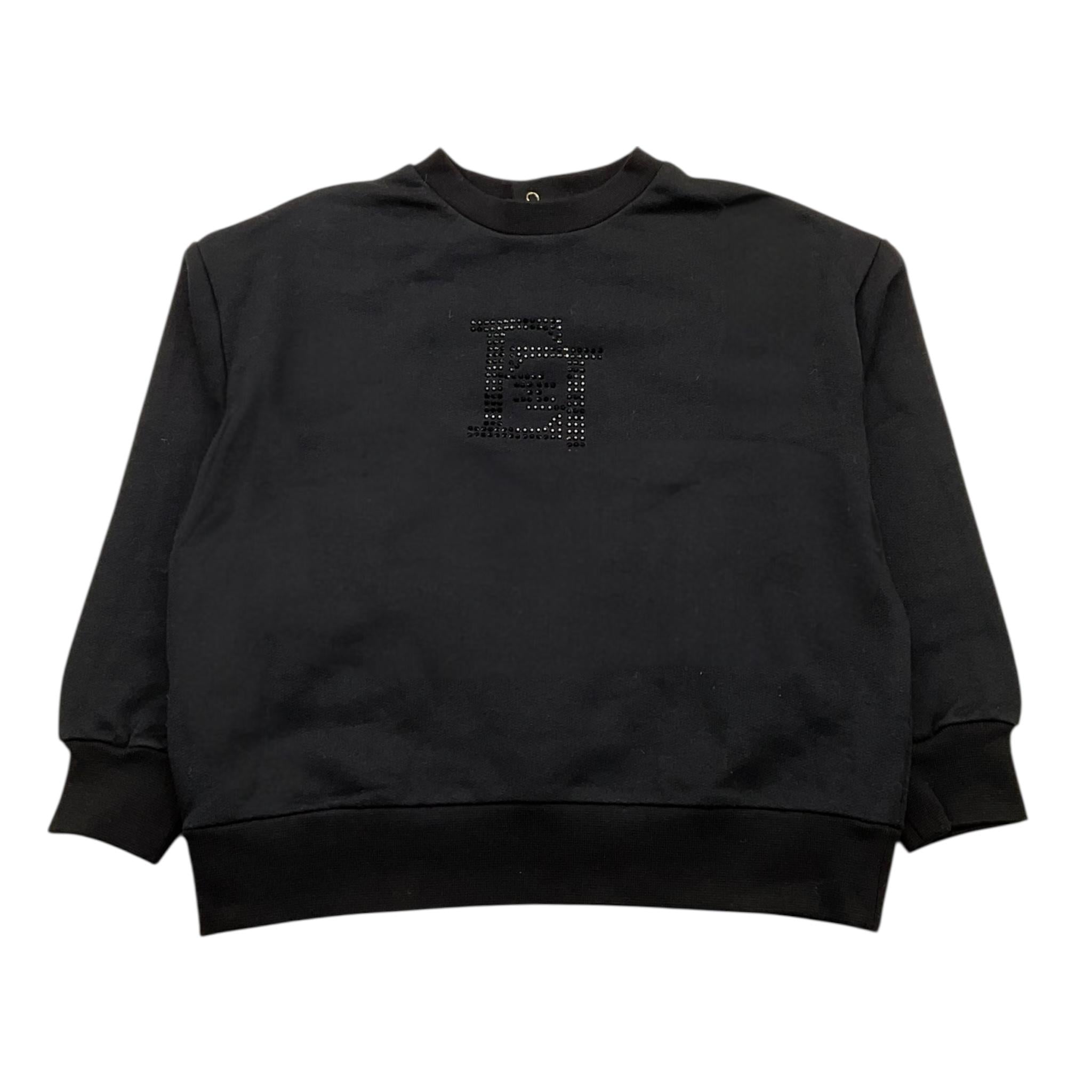 ELISABETTA FRANCHI felpa chiusa girocollo tinta unita con logo Nero per Neonata EGFE050 NERO ELISABETTA FRANCHI
