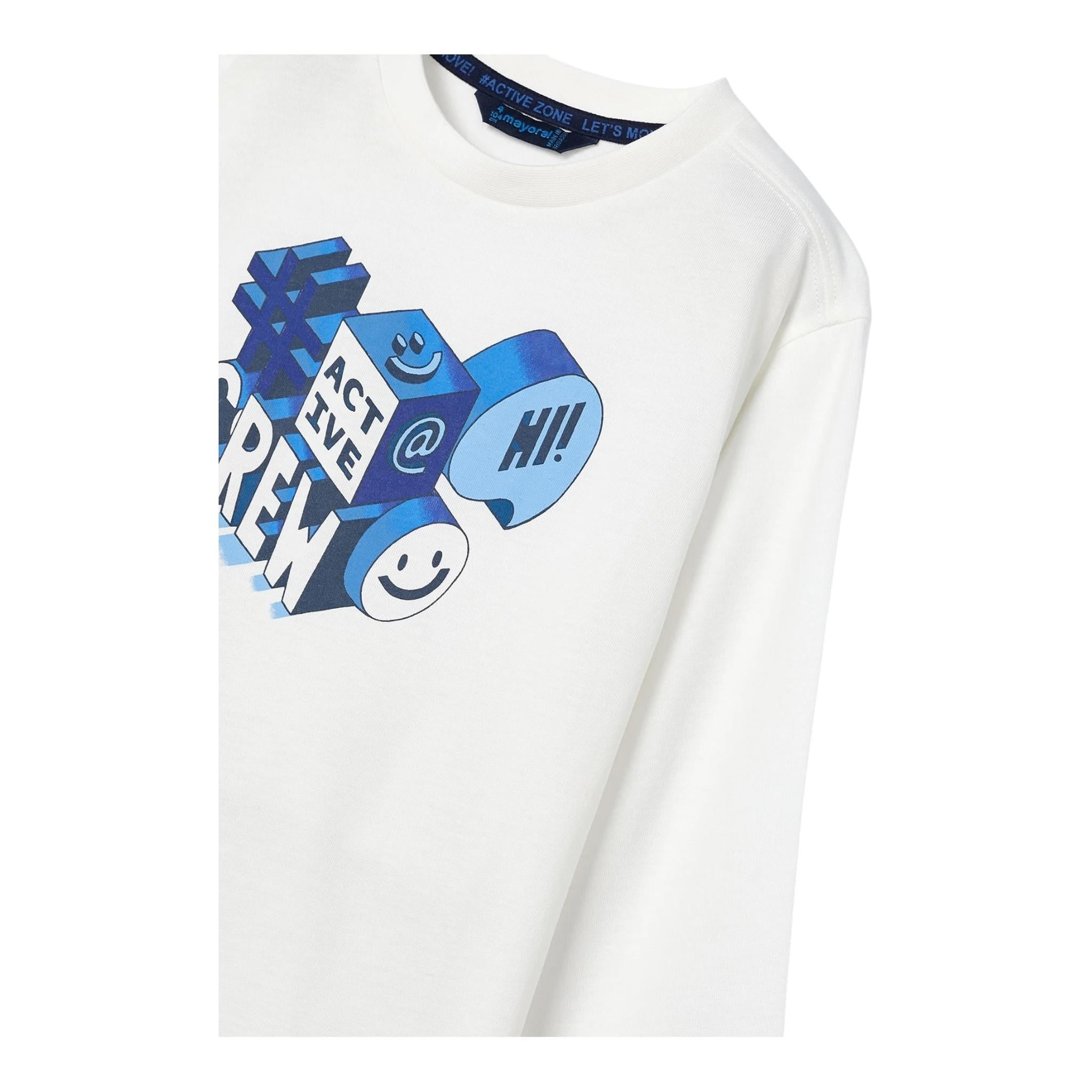 MAYORAL shirt girocollo tinta unita con stampa in contrasto Bianco per Bambino 4059 BIANCO MAYORAL