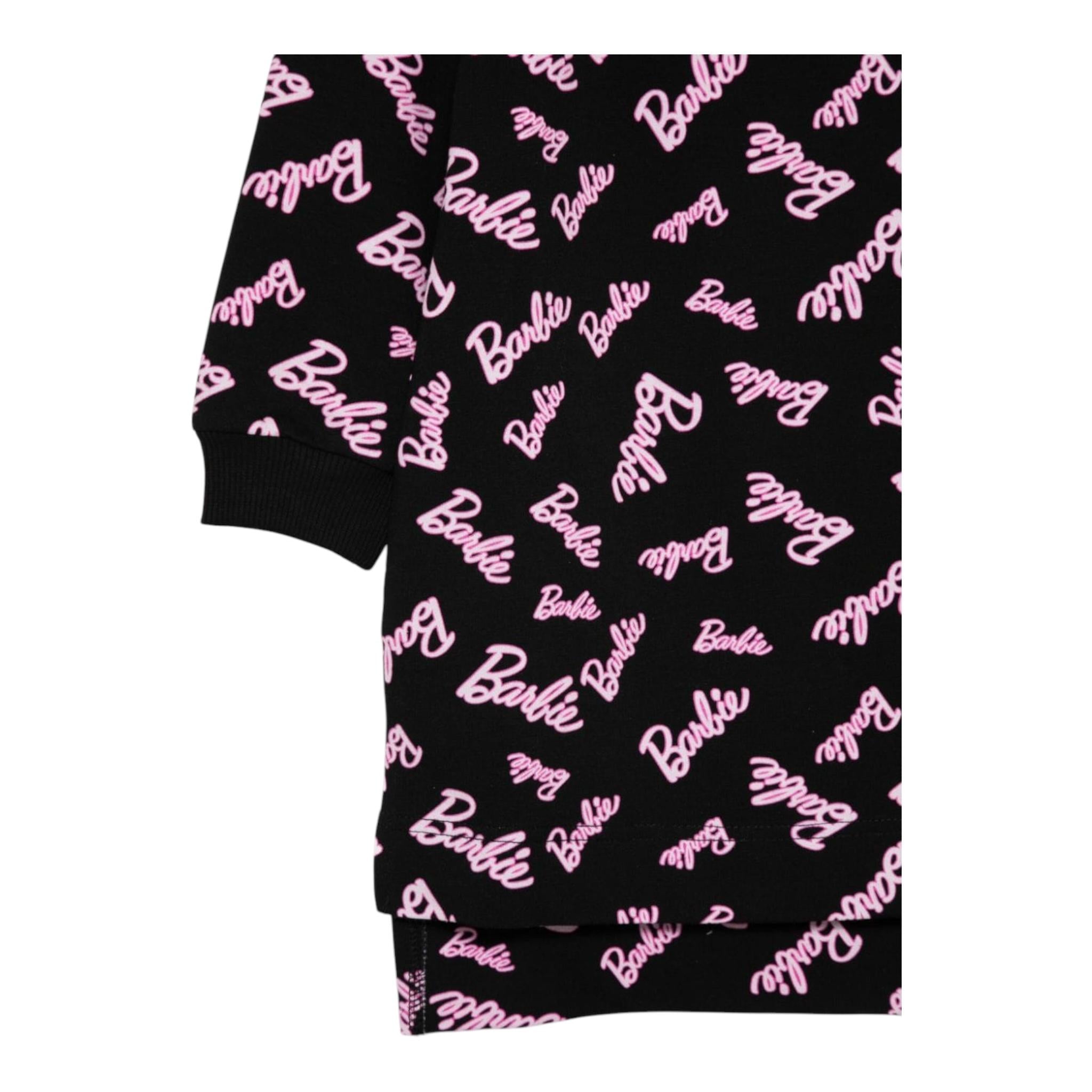 MONNALISA abito tinta unita con stampa barbie Nero per Bambina 19D930 NERO MONNALISA