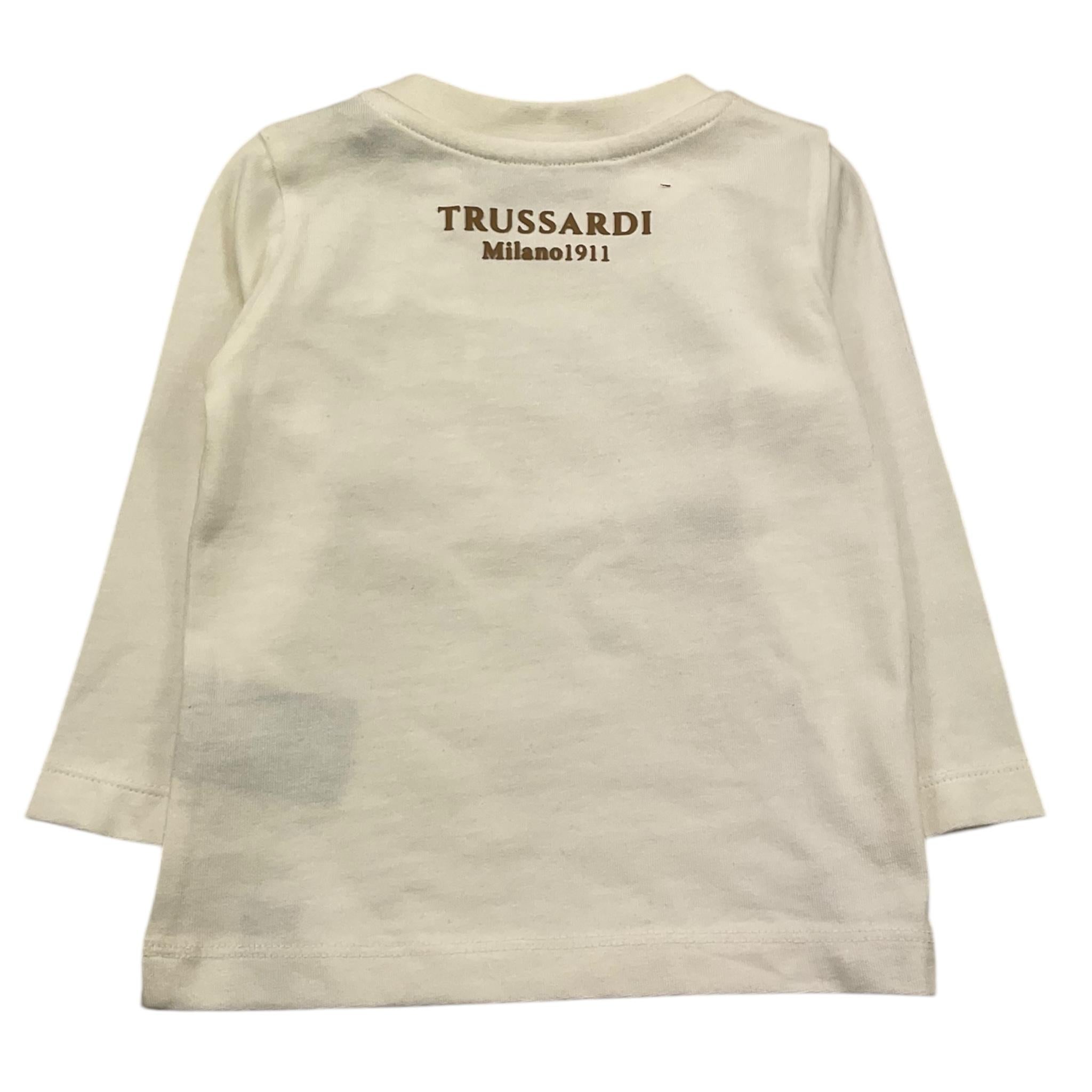 TRUSSARDI shirt girocollo tinta unita con stampa in contrasto Panna per Neonato TIA25085TS PANNA TRUSSARDI