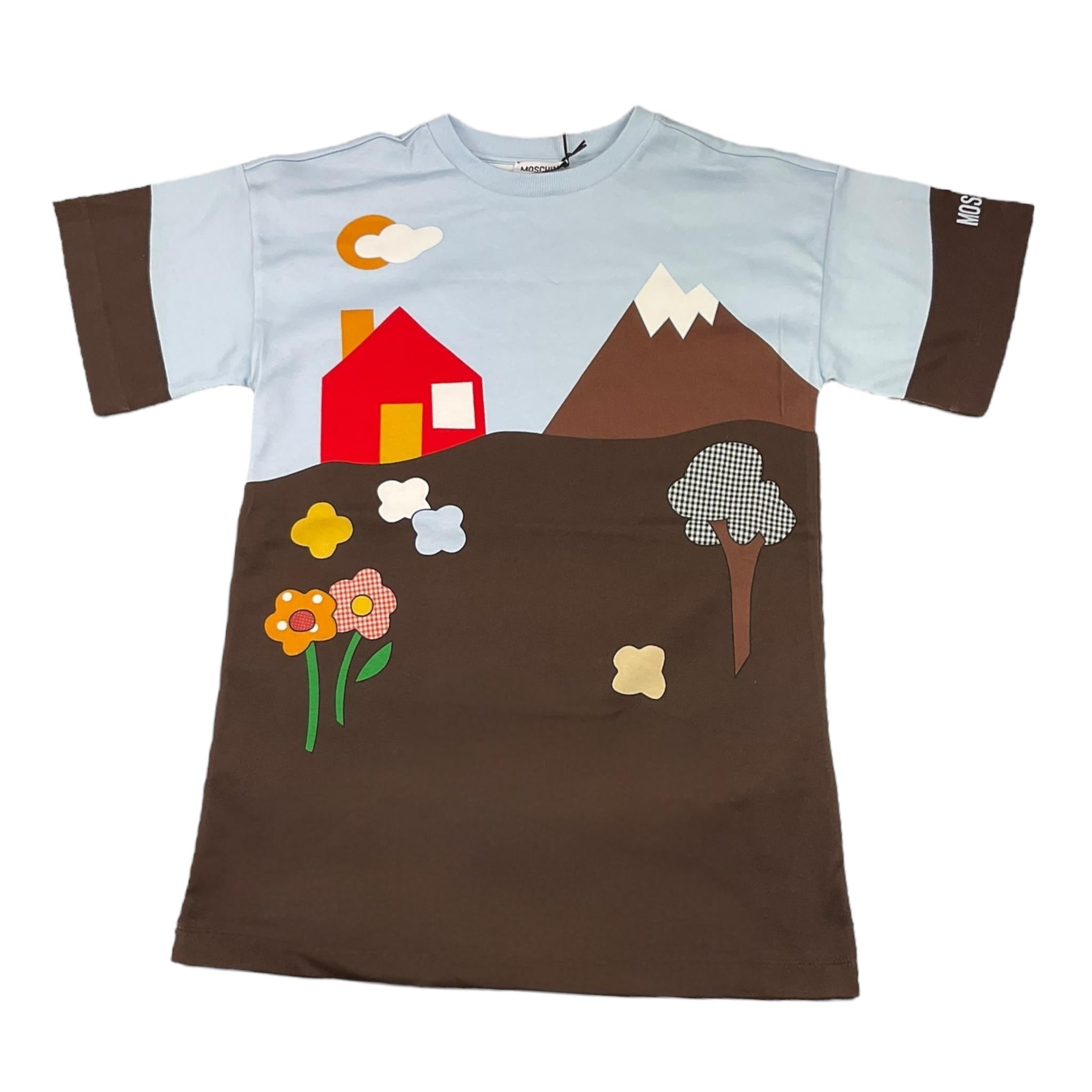 MOSCHINO abito mezza manica bicolore con stampa Azzurro per Bambina HCV0GL AZZURRO MOSCHINO