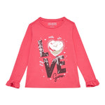GUESS shirt girocollo tinta unita con stampa in contrasto  Rosa per Neonata K4BI11J1314X ROSA GUESS