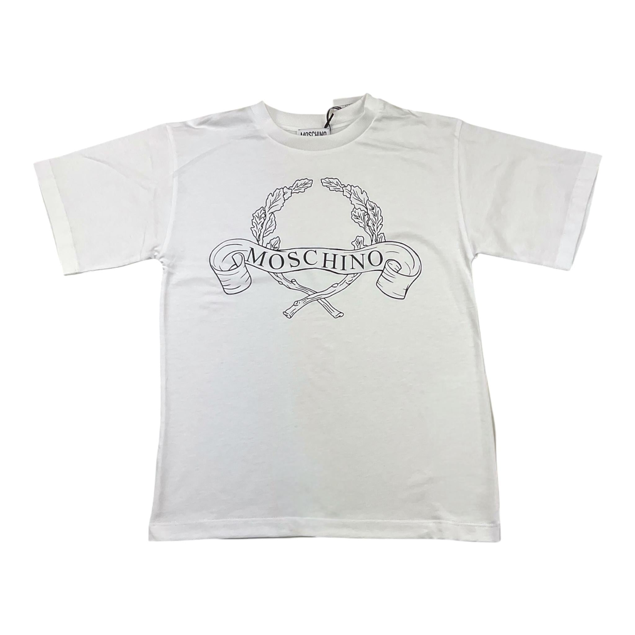 MOSCHINO t-shirt girocollo tinta unita con stampa Bianco per Bambino HZM05G BIANCO MOSCHINO