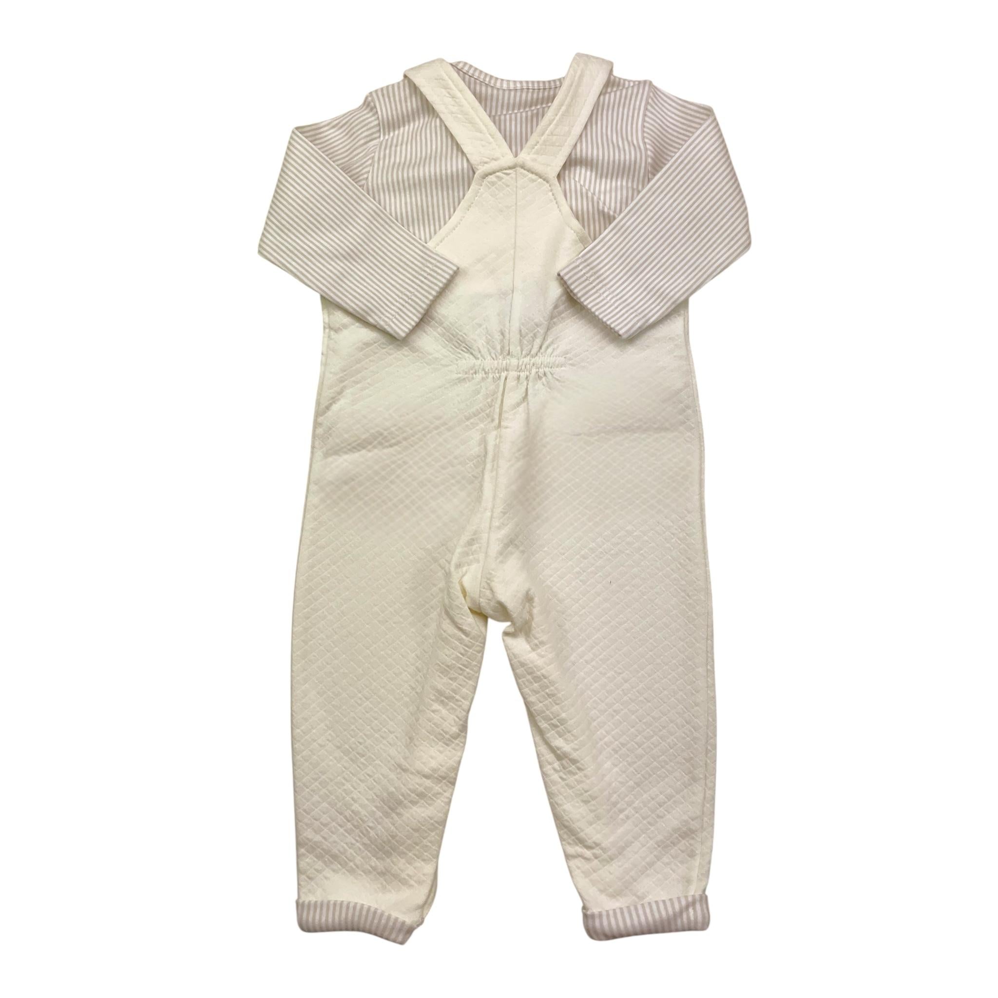 BABIDU completo 2pz shirt-salopettes tinta unita Panna per Neonato 42189 PANNA BABIDU