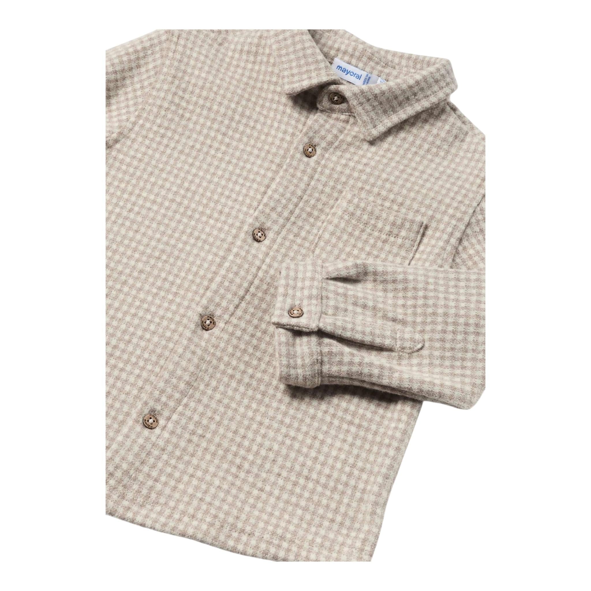 MAYORAL camicia tinta unita con fantasia a quadrettini Beige per Bambino 2186X BEIGE MAYORAL