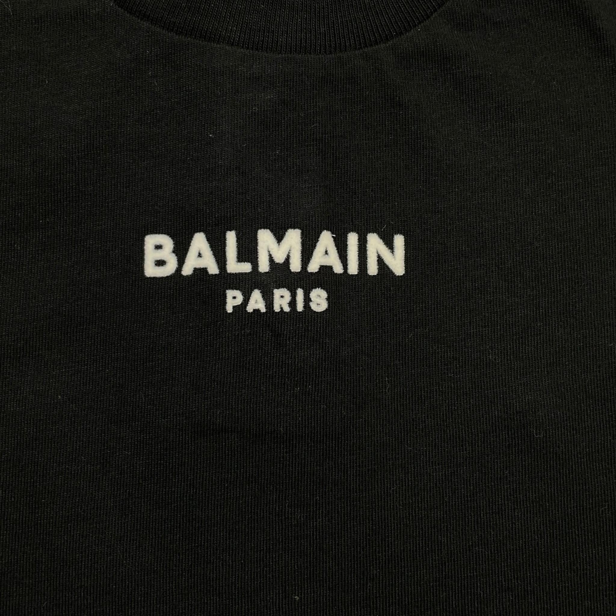 BALMAIN t-shirt girocollo tinta unita con stampa Nero per Neonato BV8611 NERO BALMAIN