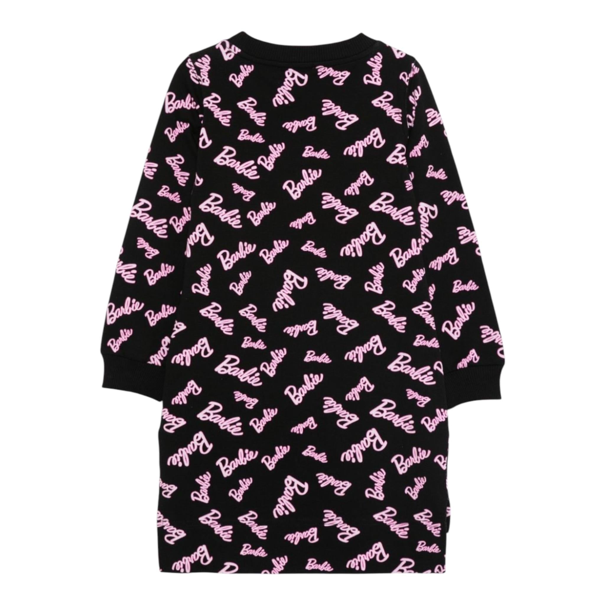 MONNALISA abito tinta unita con stampa barbie Nero per Bambina 19D930 NERO MONNALISA