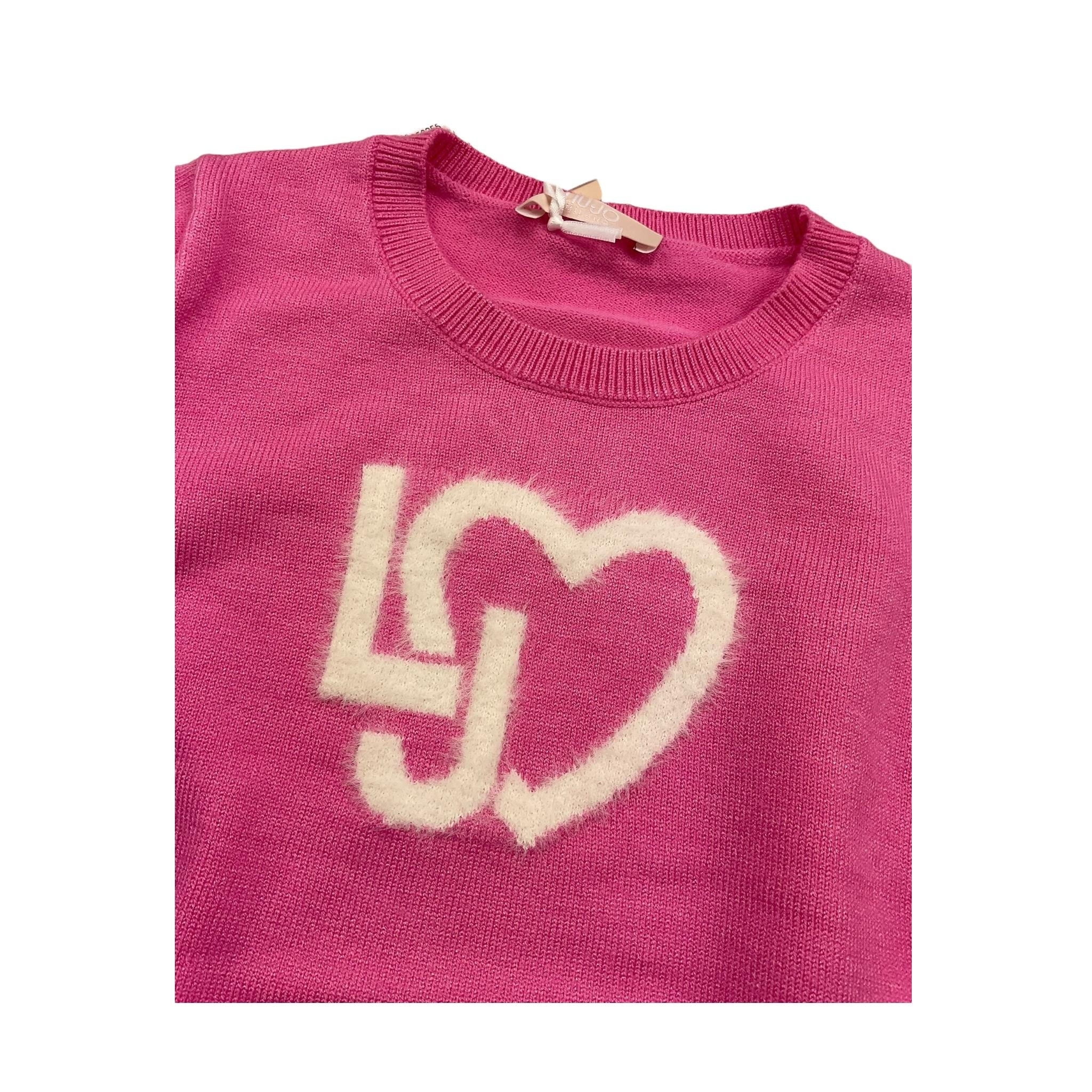 LIU JO maglia girocollo tinta unita con stampa logo Rosa per Bambina KF4039XX ROSA LIU JO