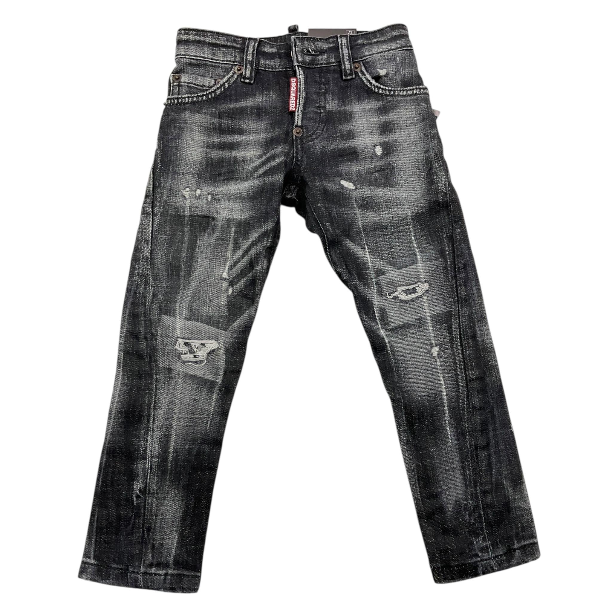 DSQUARED2 jeans tinta unita con strappi Nero per Bambino DQ1336 NERO DSQUARED2