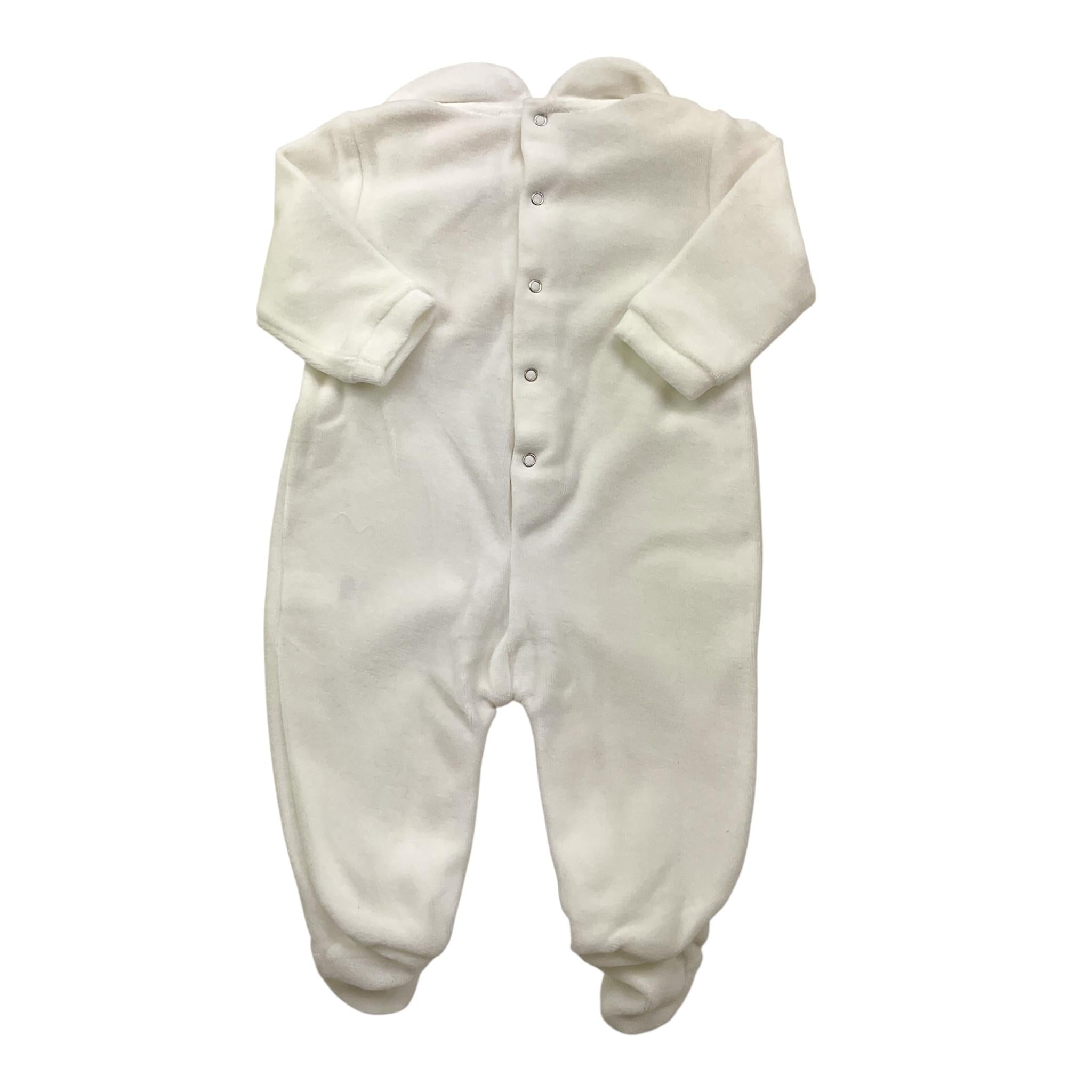 STORY LORIS tutina in ciniglia tinta unita con applicazione fiocco Bianco per Neonata 56633 BIANCO STORY LORIS