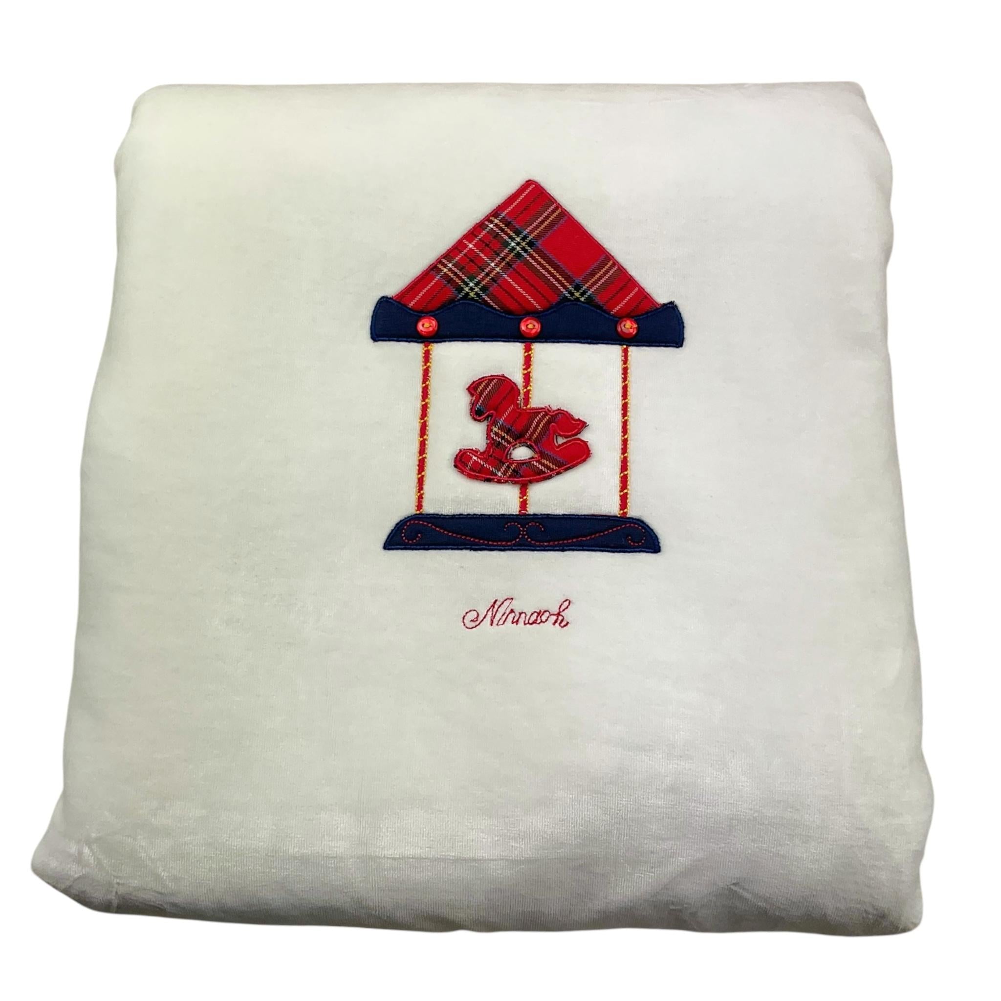 NINNAOH coperta tinta unita con fantasia scozzese Bianco per Neonata I20COP219L BIANCO NINNAOH