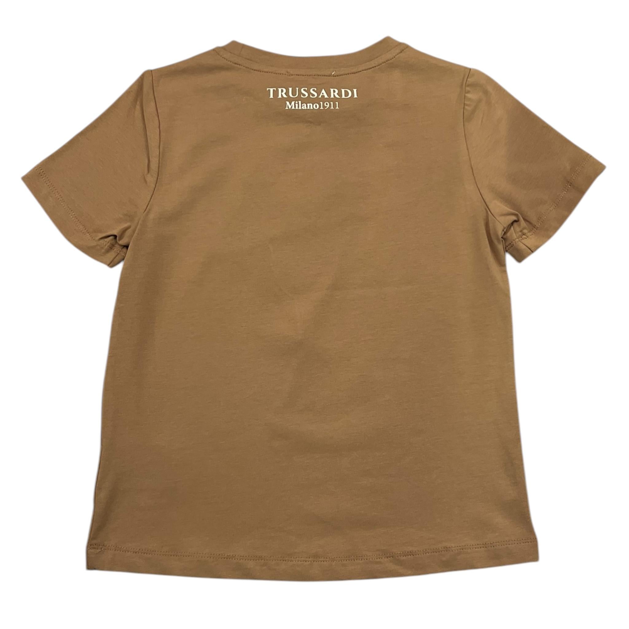 TRUSSARDI t-shirt girocollo tinta unita con stampa in contrasto Beige per Bambino TGA25111TS BEIGE TRUSSARDI