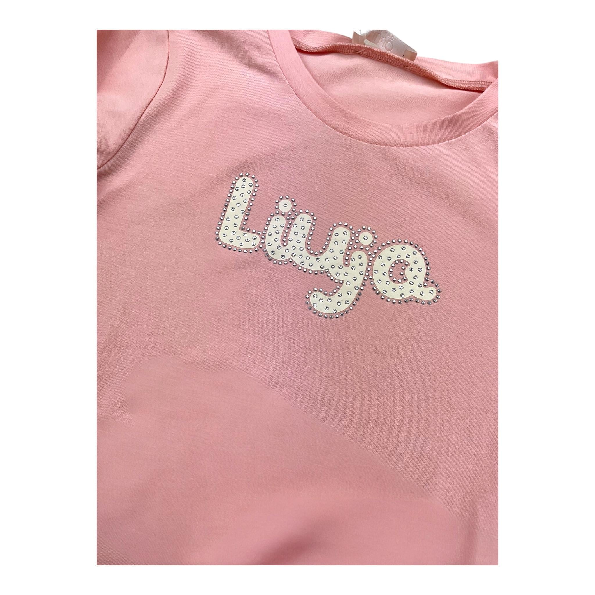 LIU JO shirt girocollo tinta unita con stampa brillantinata Rosa per Neonata KF4069J0088N ROSA LIU JO