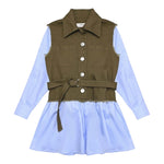 VICOLO abito manica lunga con finto gilet Verde/azzurro per Neonata 3141V00049NX VERDE/AZZURRO VICOLO