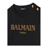 BALMAIN felpa girocollo tinta unita con stampa Nero per Bambina BV4B10 NERO BALMAIN