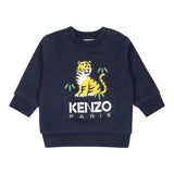 KENZO felpa girocollo tinta unita con stampa Blu per Neonato K60516 BLU KENZO