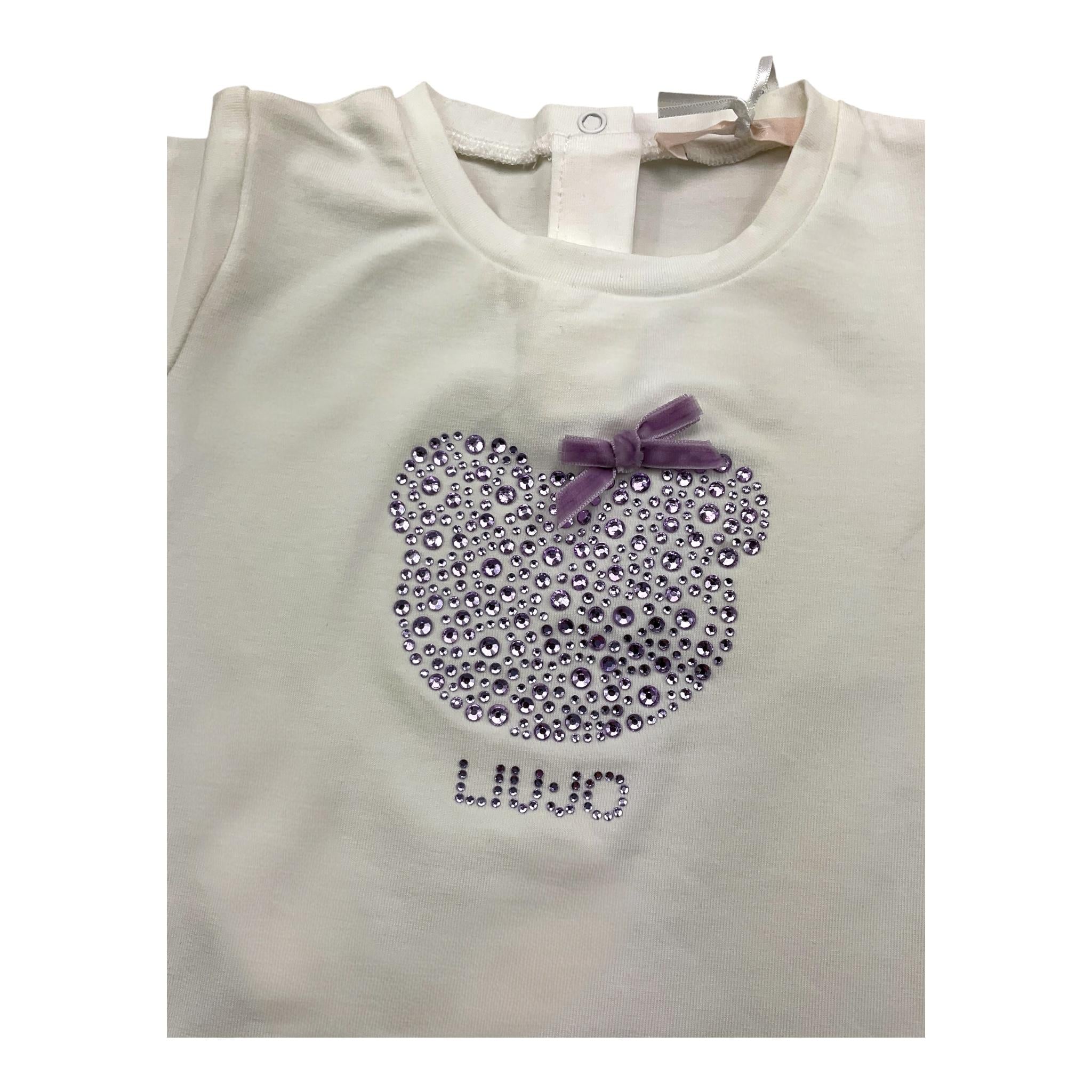 LIU JO shirt girocollo tinta unita con stampa brillantinata Panna per Neonata HF4055X PANNA LIU JO