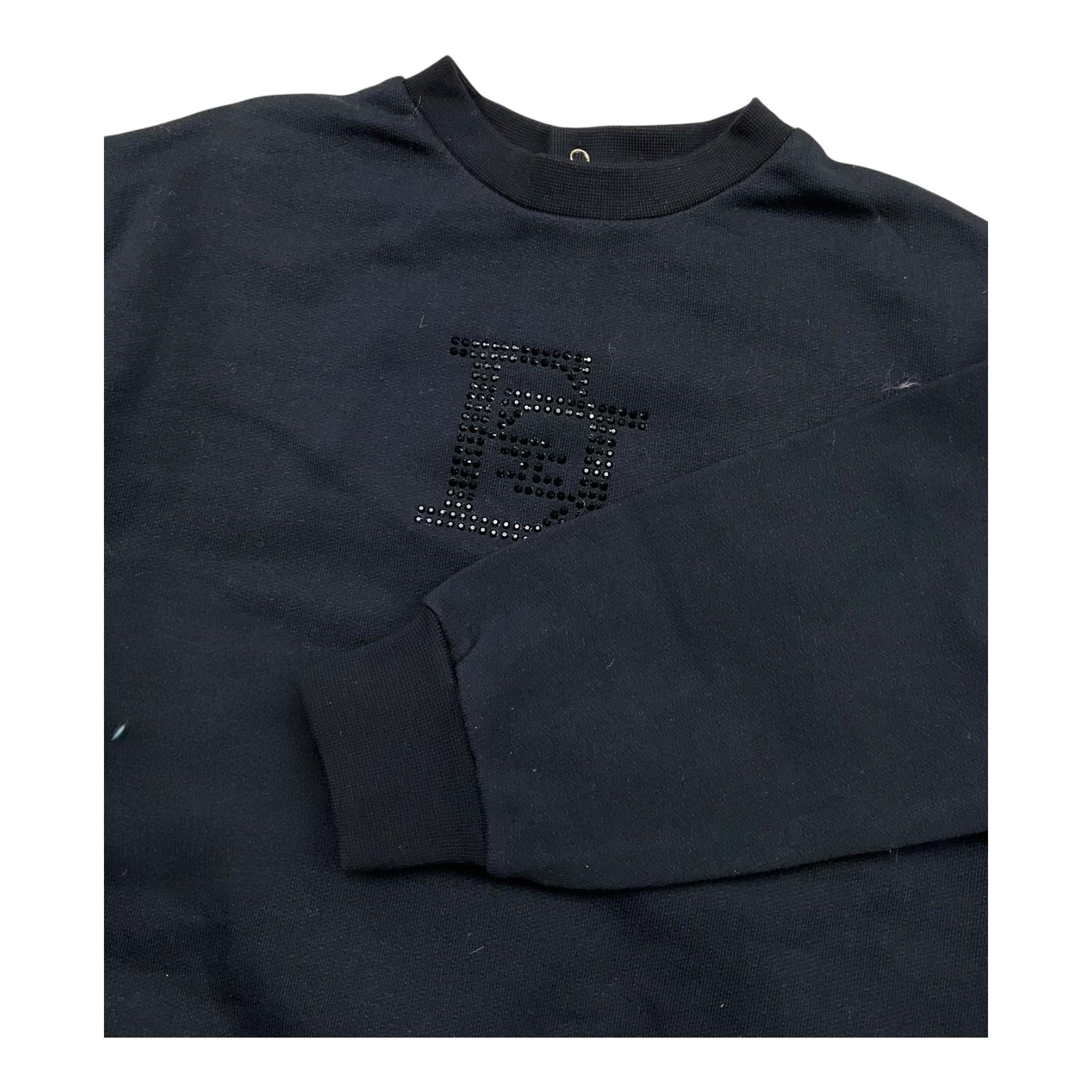 ELISABETTA FRANCHI felpa chiusa girocollo tinta unita con logo Nero per Neonata EGFE050 NERO ELISABETTA FRANCHI
