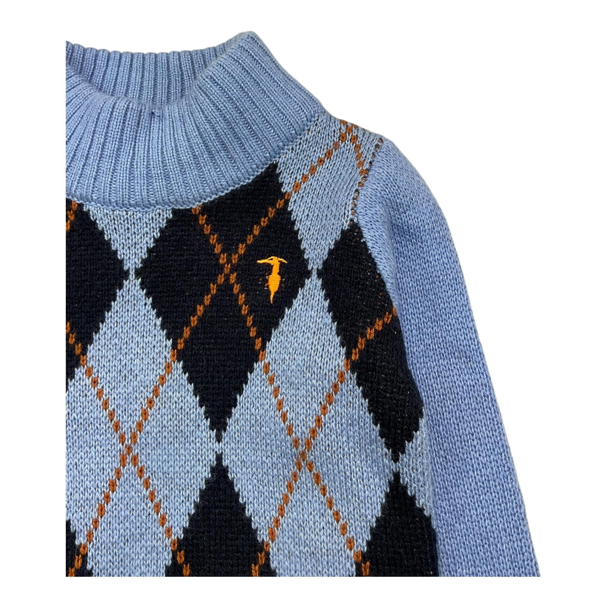 TRUSSARDI maglia mezzo collo tinta unita con stampa rombi Azzurro per Neonato TIA25115MA AZZURRO TRUSSARDI