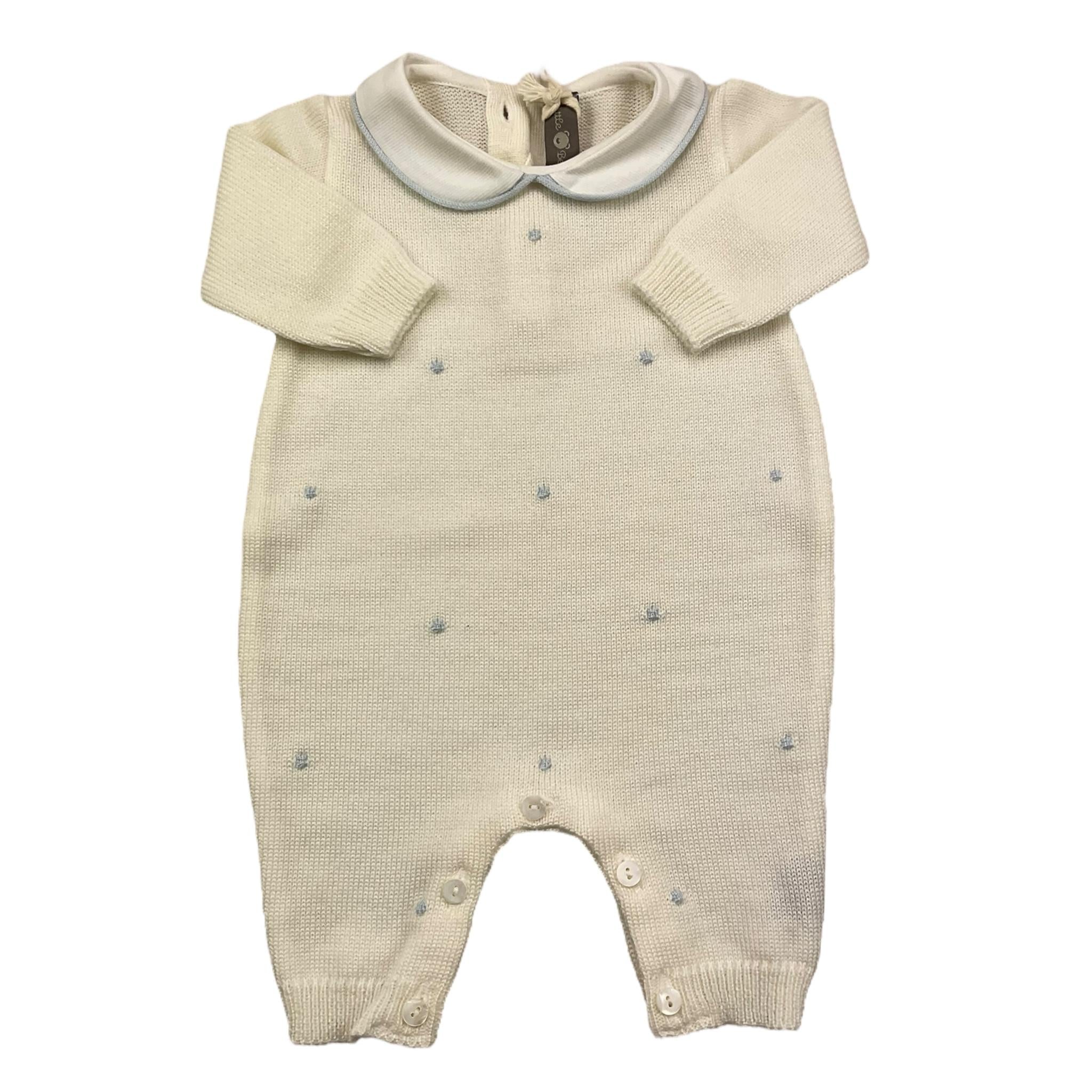 LITTLE BEAR tutina manica lunga tinta unita cn ricami in contrasto Panna per Neonato 9115 PANNA LITTLE BEAR