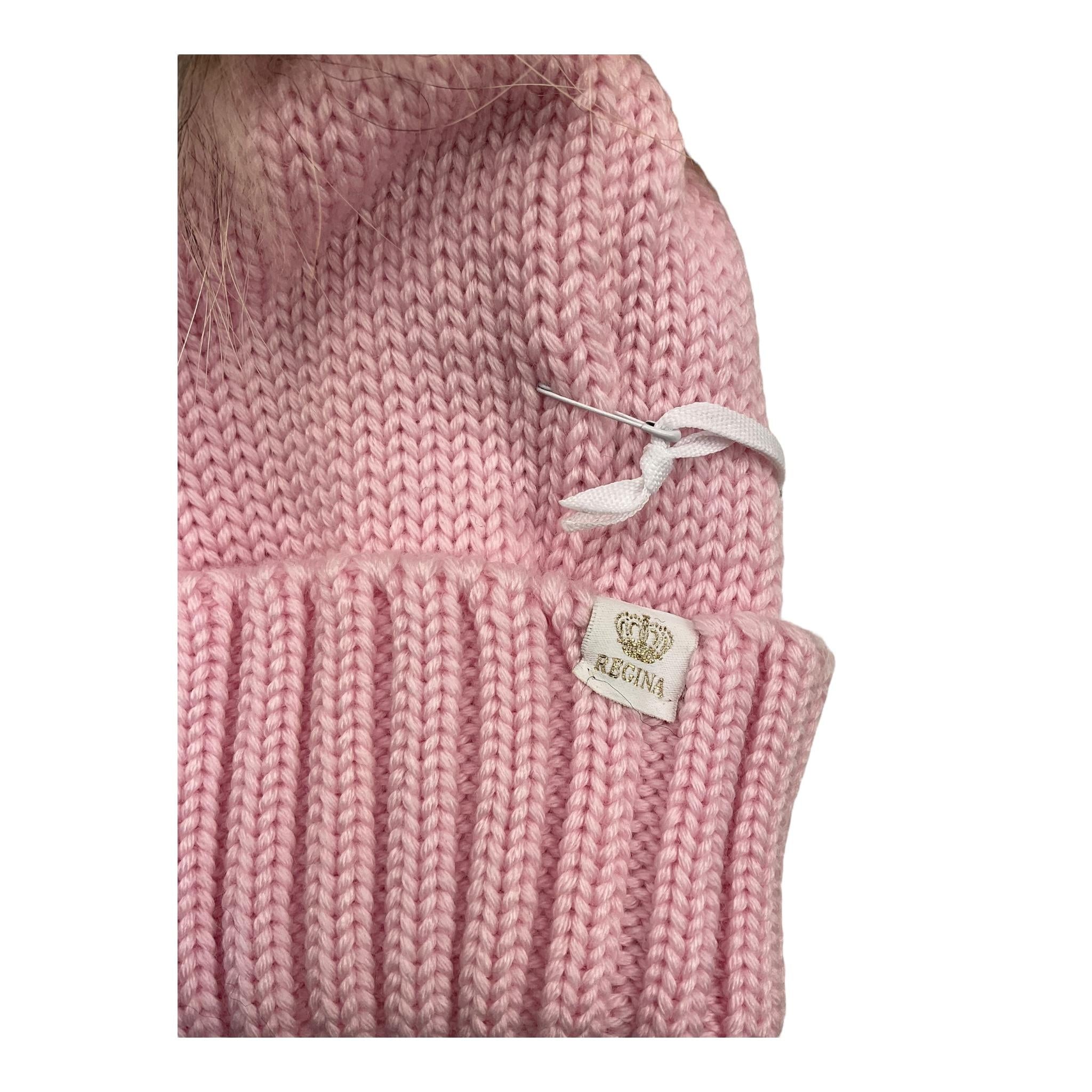 REGINA cappello tinta unita con pon pon Rosa per Bambina 30599 ROSA REGINA