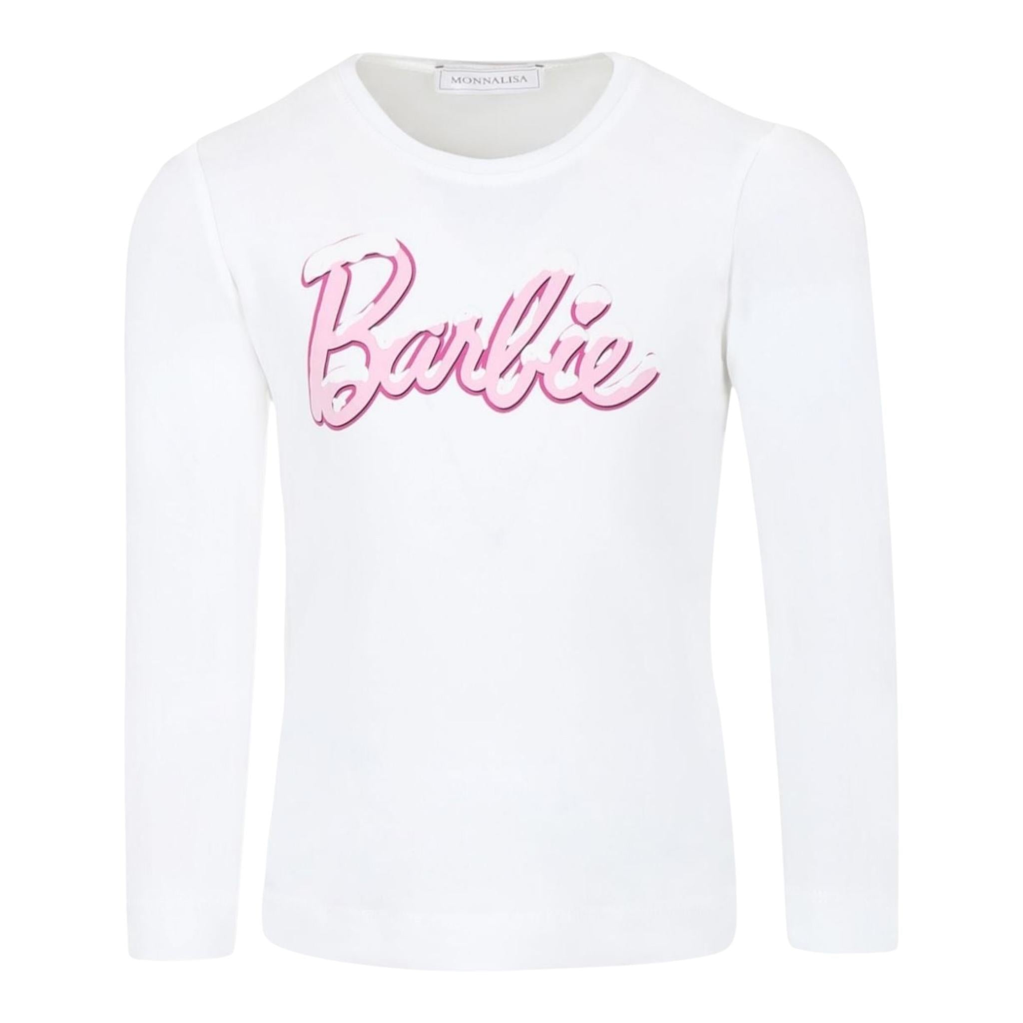 MONNALISA shirt girocollo tinta unita con stampa Bianco per Bambina 11D644 BIANCO MONNALISA