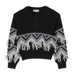 TWINSET maglia girocollo tinta unita con frange Nero per Bambina 242GJ3131X NERO TWINSET