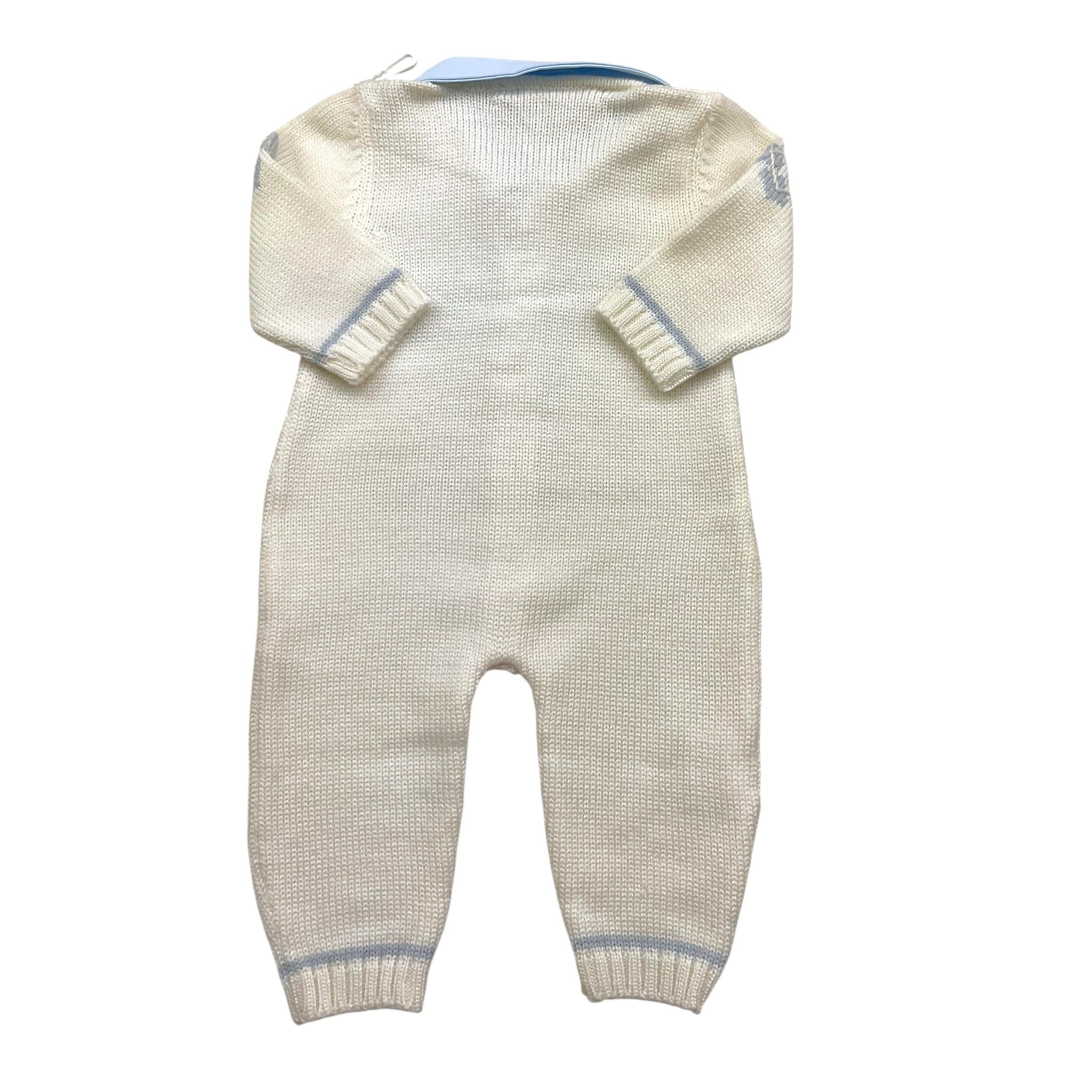 LA STUPENDERIA tutina tinta unita in maglia con ricami Panna per Neonato WBTT51 PANNA LA STUPENDERIA