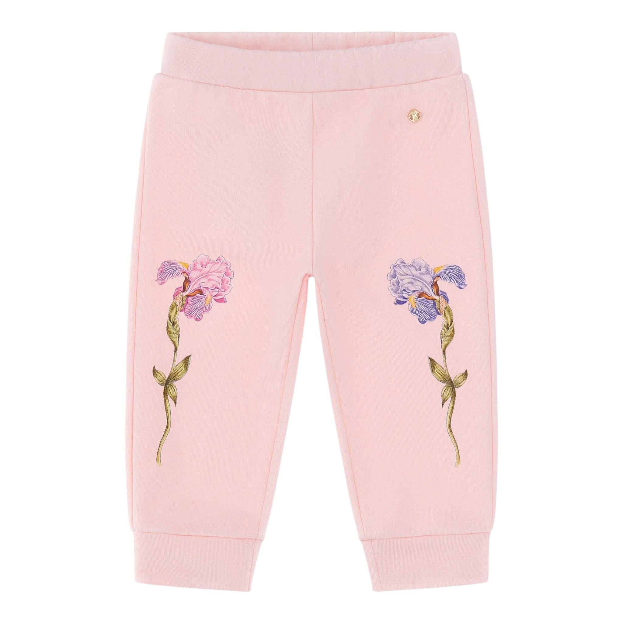 ROBERTO CAVALLI pantalone tuta tinta unita con stampa in contrasto Rosa per Neonata TJT203 ROSA ROBERTO CAVALLI