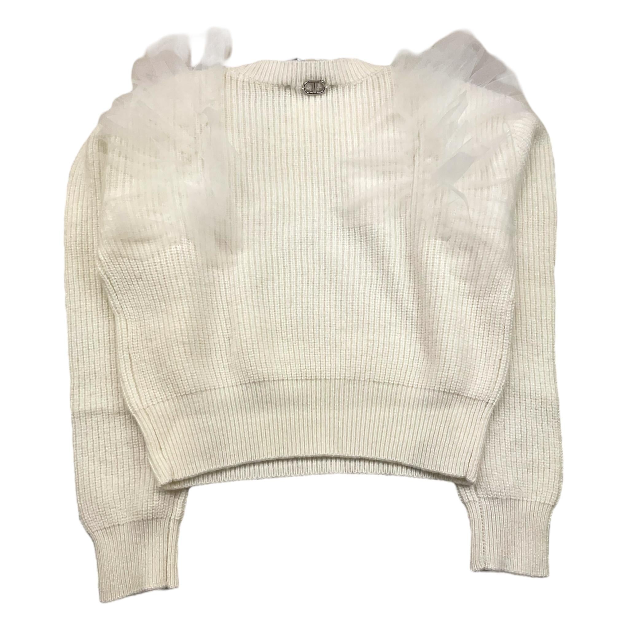 TWINSET maglia girocollo tinta unita con tulle Panna per Bambina 242GJ3080 PANNA TWINSET