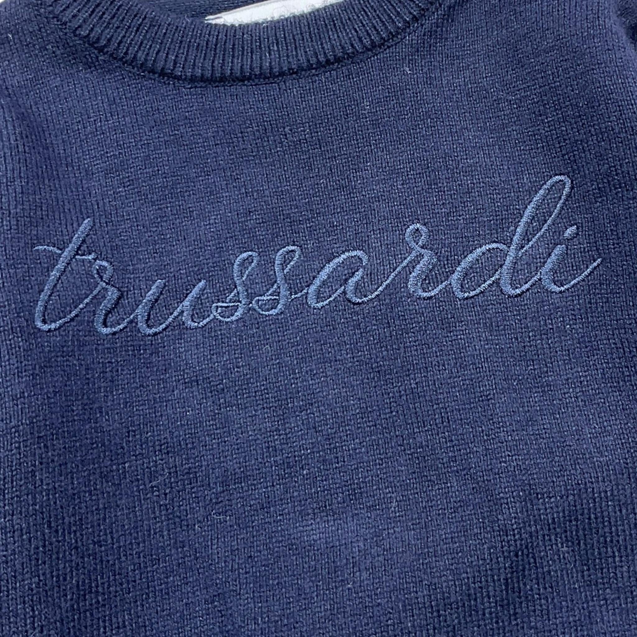TRUSSARDI maglia girocollo tinta unita Blu per Neonato TIA25011MA BLU TRUSSARDI